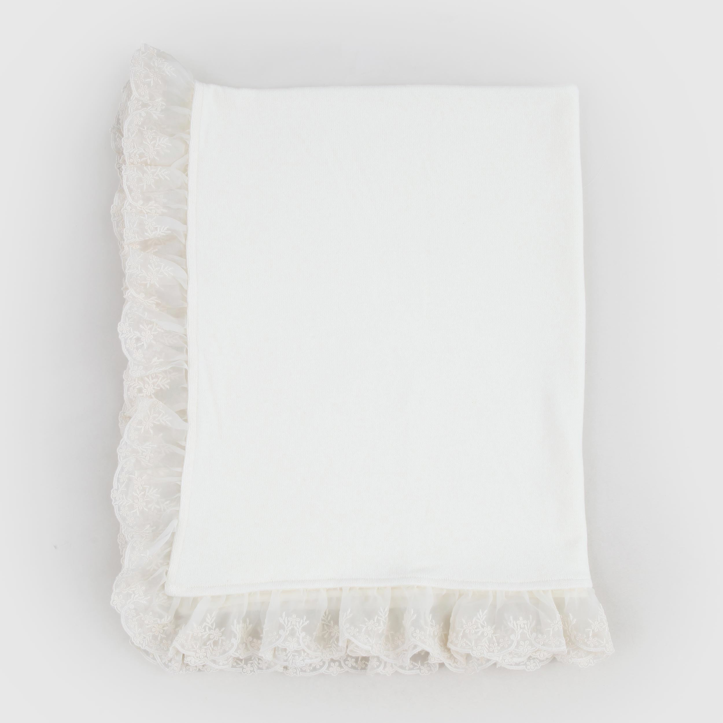 Coperta Bianca Con Dettaglio In Pizzo Firmata JESURUM