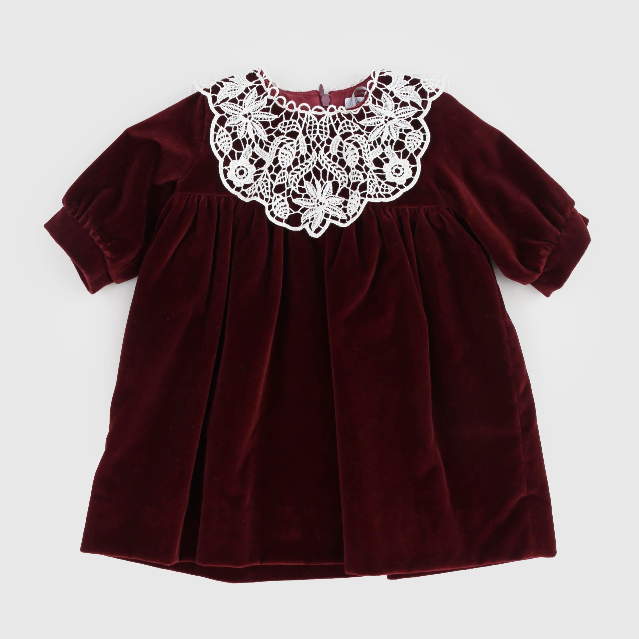 Abito Bordeaux In Velluto Con Pizzo Firmato JESURUM