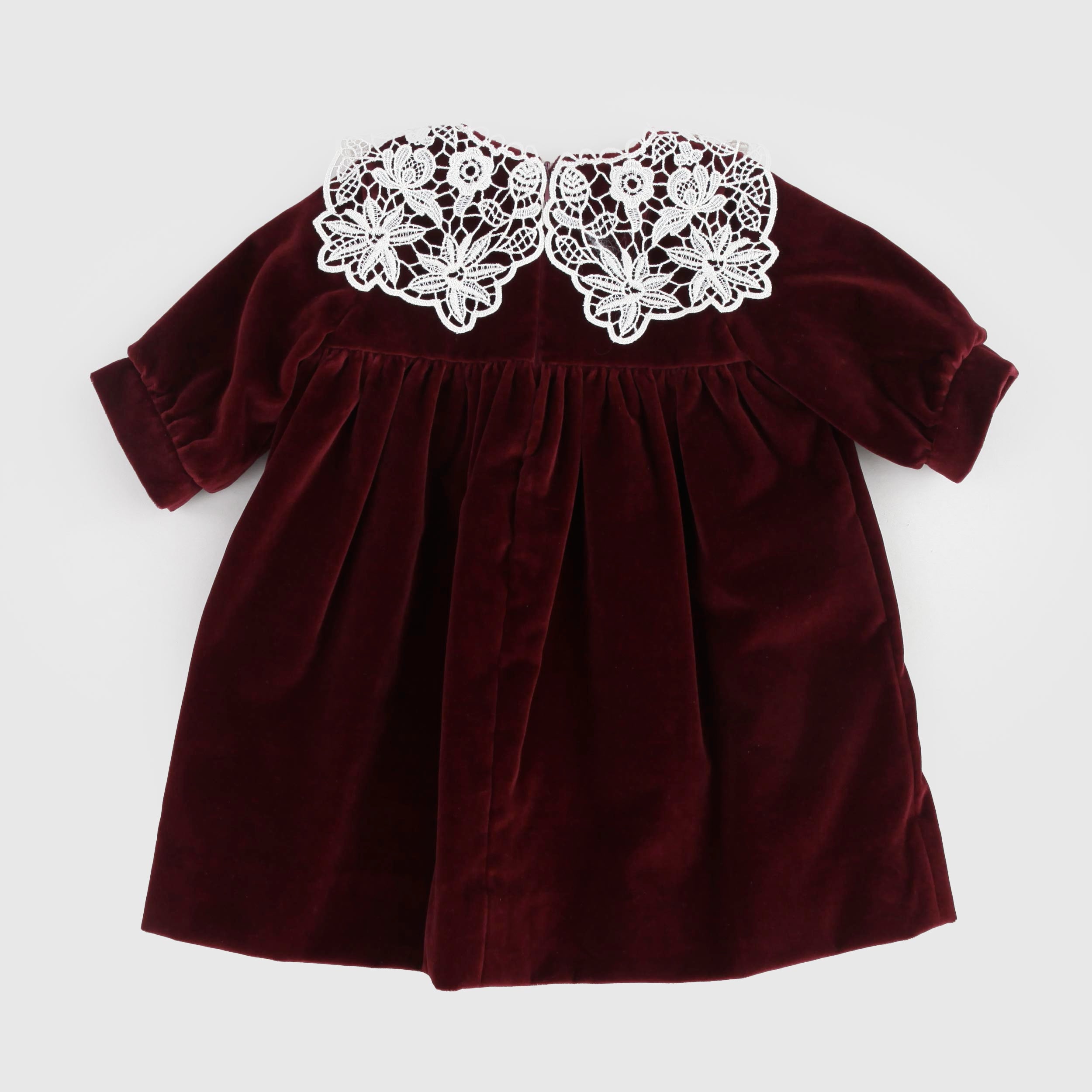 Abito Bordeaux In Velluto Con Pizzo Firmato JESURUM