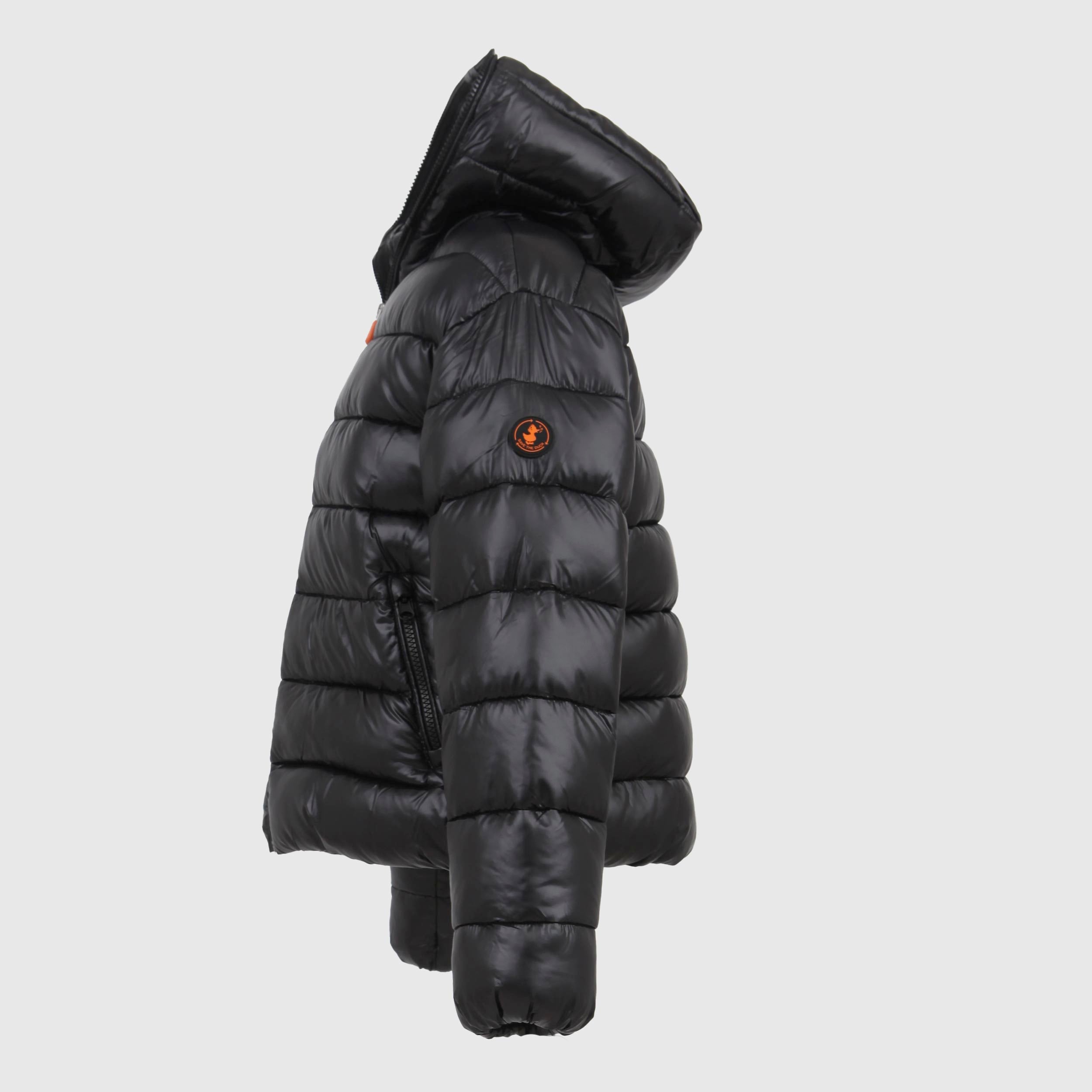Piumino Nero Con Logo Laterale Firmato SAVE THE DUCK