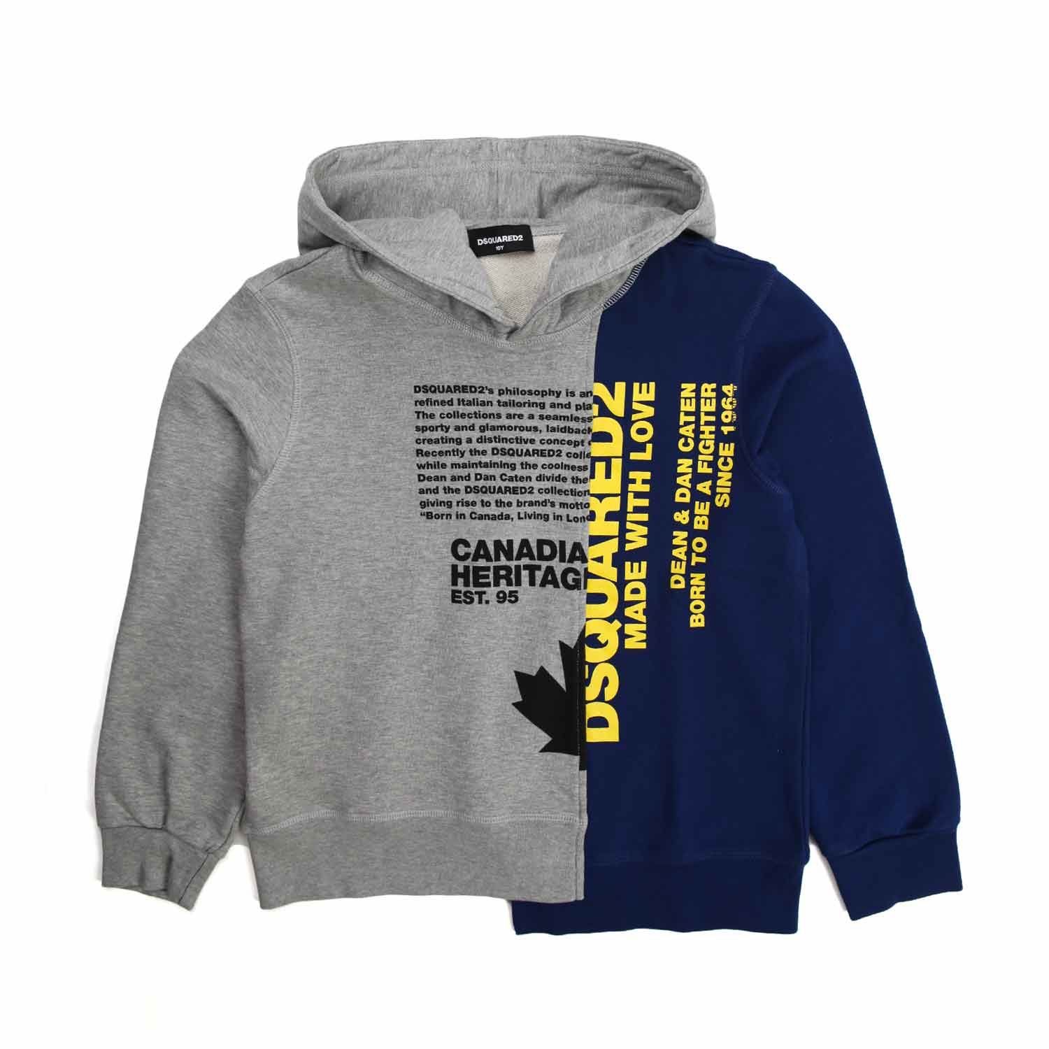 FELPA GRIGIA E BLU CON CAPPUCCIO BAMBINO TEENAGER - annameglio.com abbigliamento moda