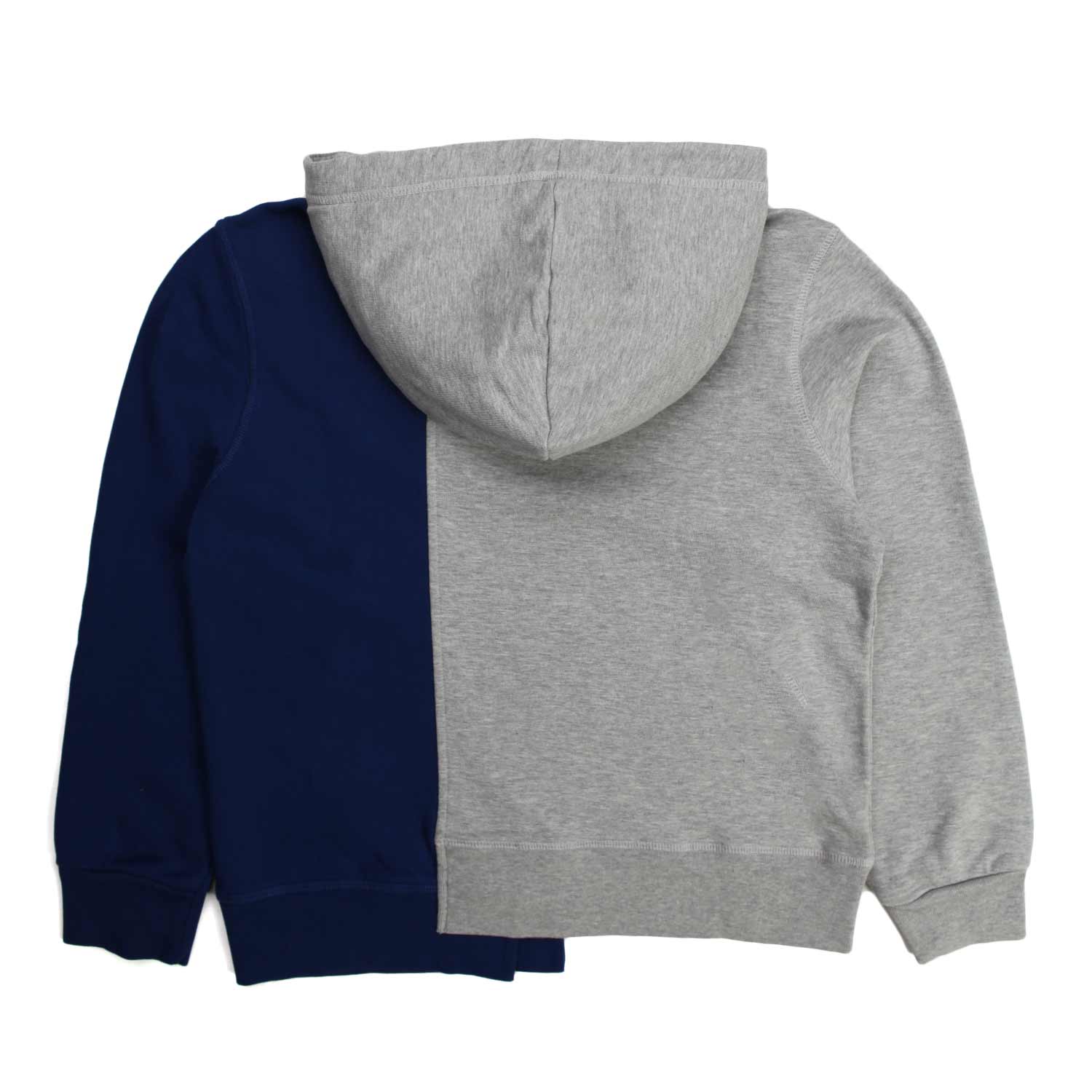 FELPA GRIGIA E BLU CON CAPPUCCIO BAMBINO TEENAGER - annameglio.com abbigliamento moda