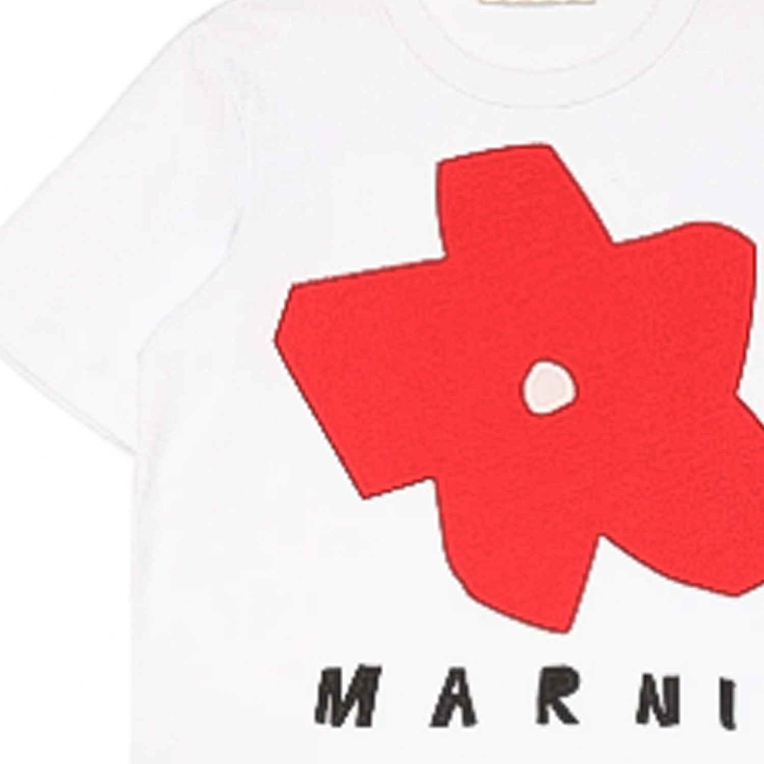 T-SHIRT BIANCA CON FIORE ROSSO BAMBINA E TEENAGER - annameglio.com abbigliamento moda