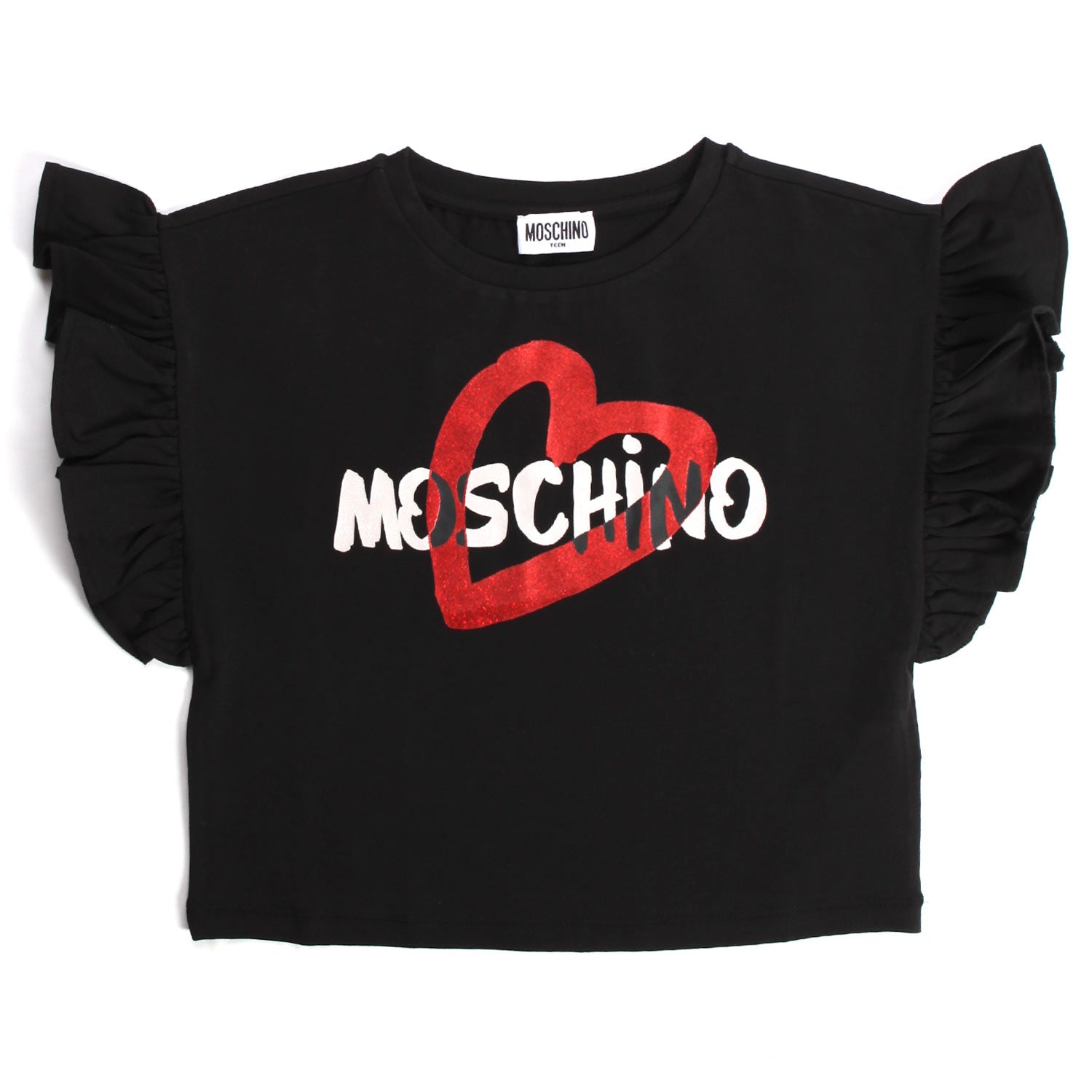 T-SHIRT NERA RUCHES TEEN BAMBINA - annameglio.com abbigliamento moda