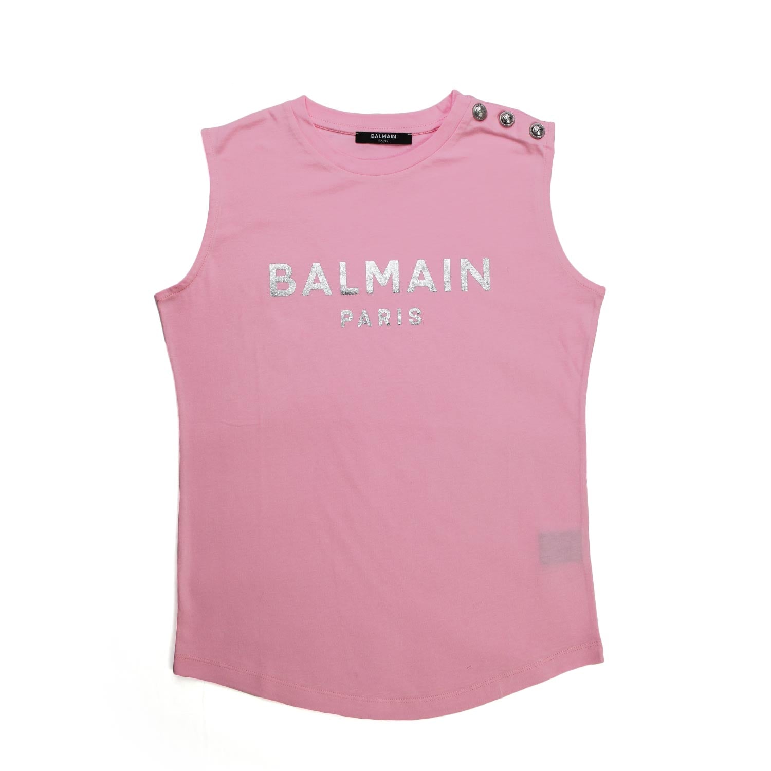 T-shirt rosa senza maniche logo argento - annameglio.com abbigliamento moda