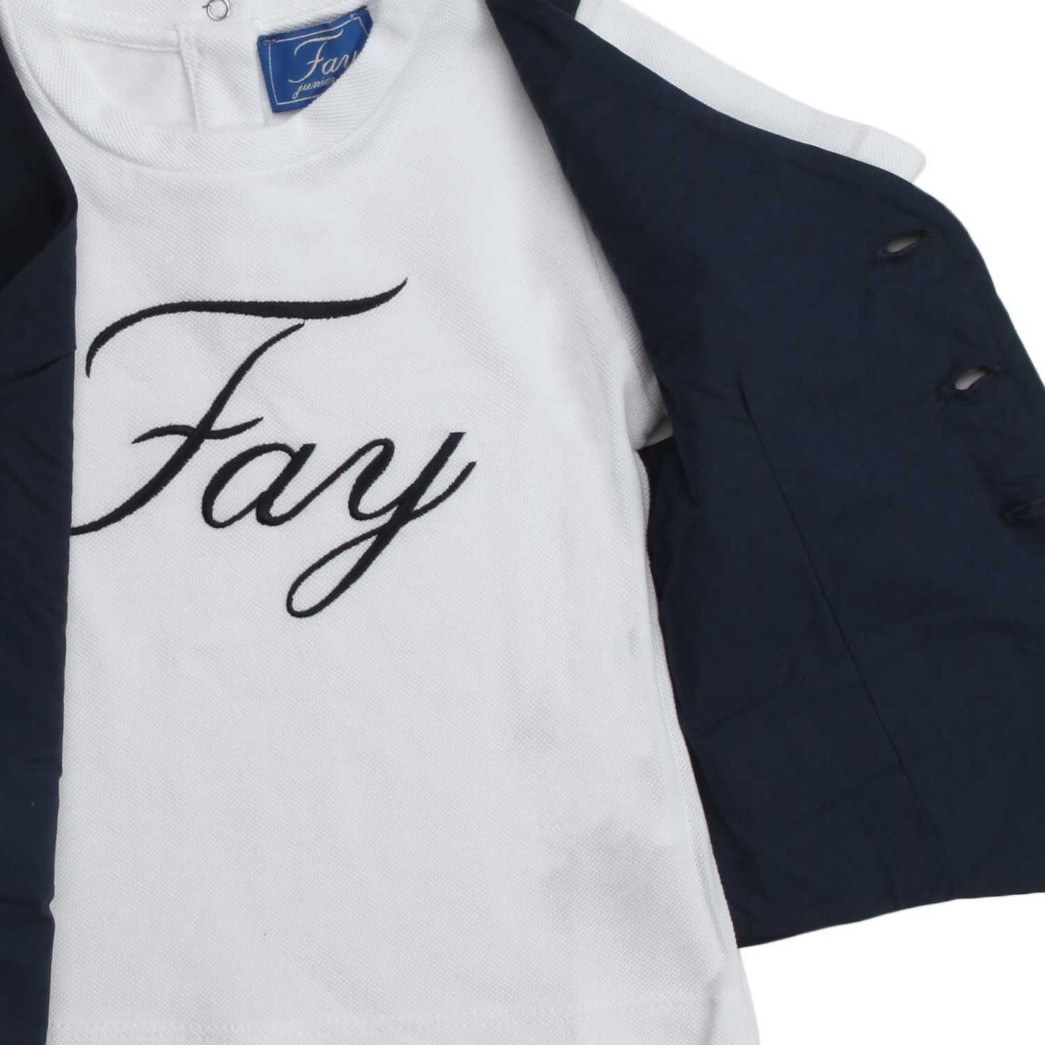 BABY T-SHIRT BIANCA CON GILET BLU - annameglio.com abbigliamento moda