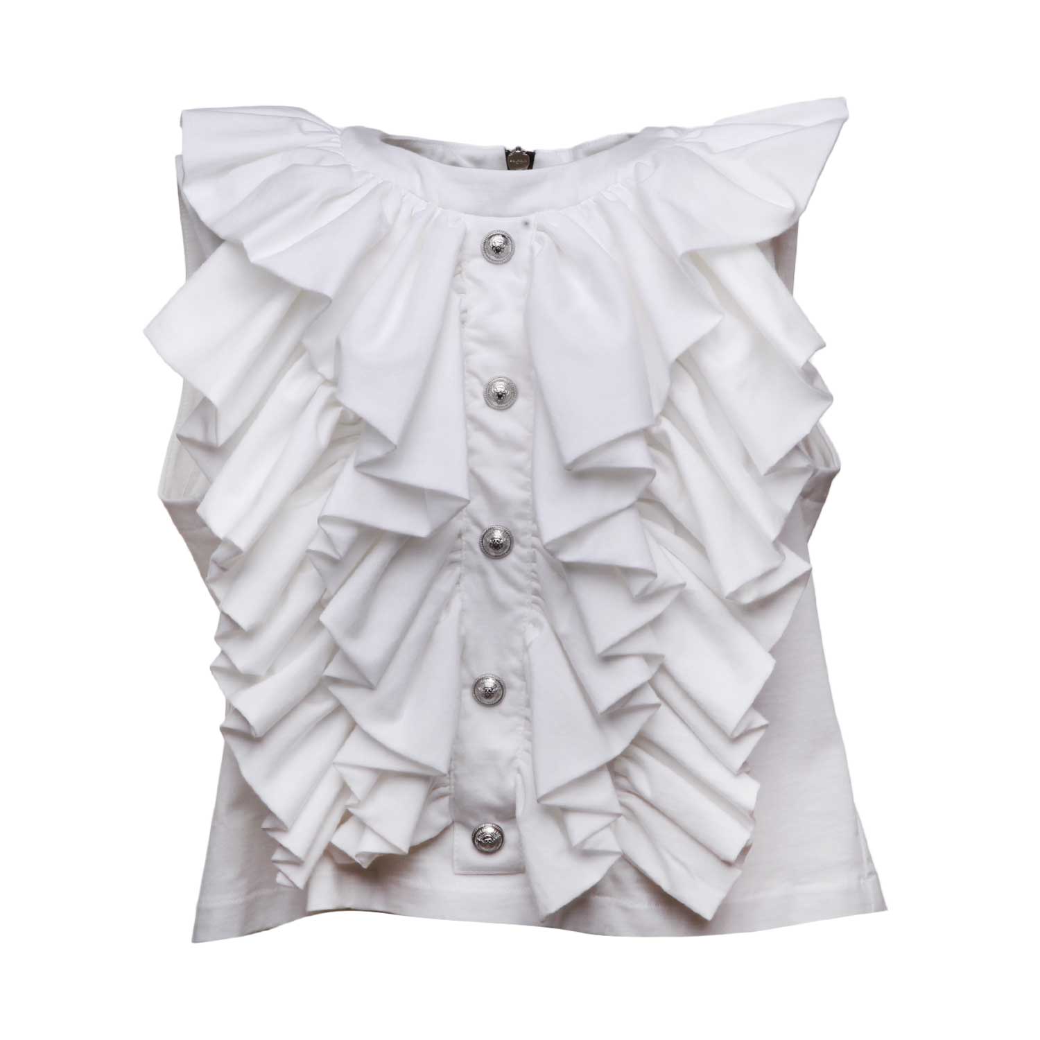 Top volant bottoni logo bianco - annameglio.com abbigliamento moda