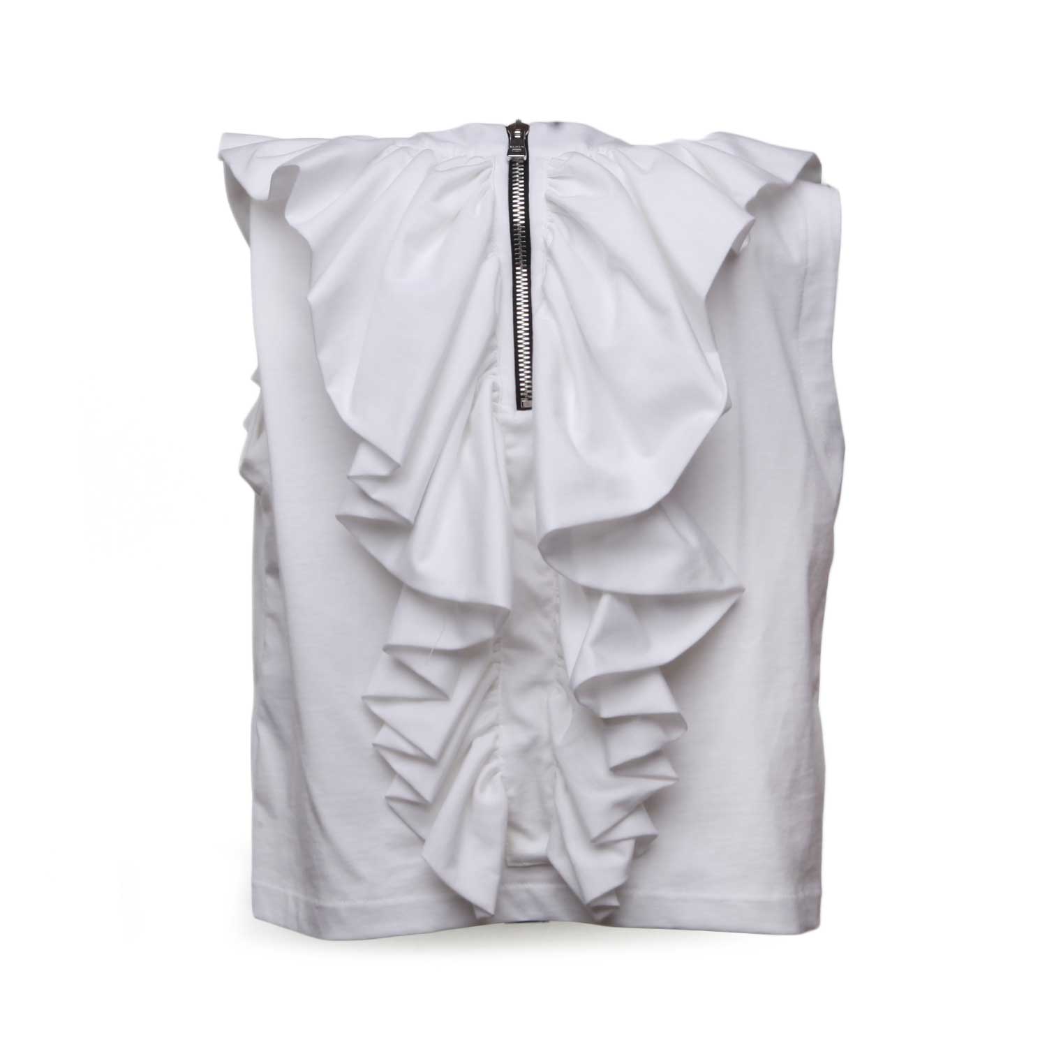 Top volant bottoni logo bianco - annameglio.com abbigliamento moda