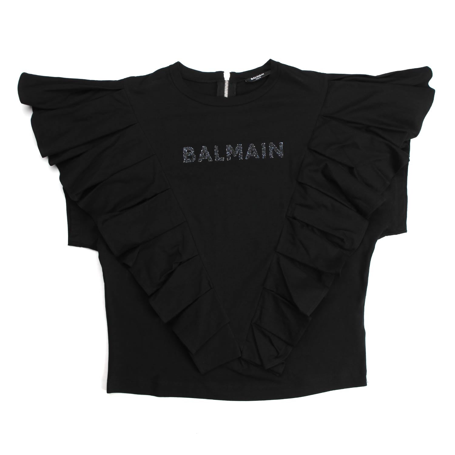 Top volant nero logo lurex - annameglio.com abbigliamento moda