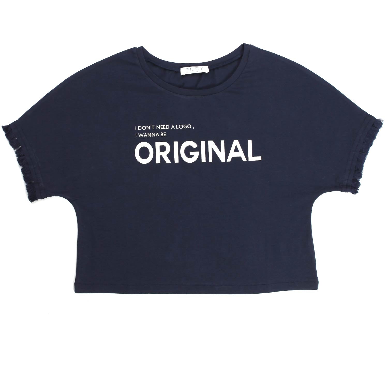 T-SHIRT CROPPED BLU BAMBINA TEEN - annameglio.com abbigliamento moda