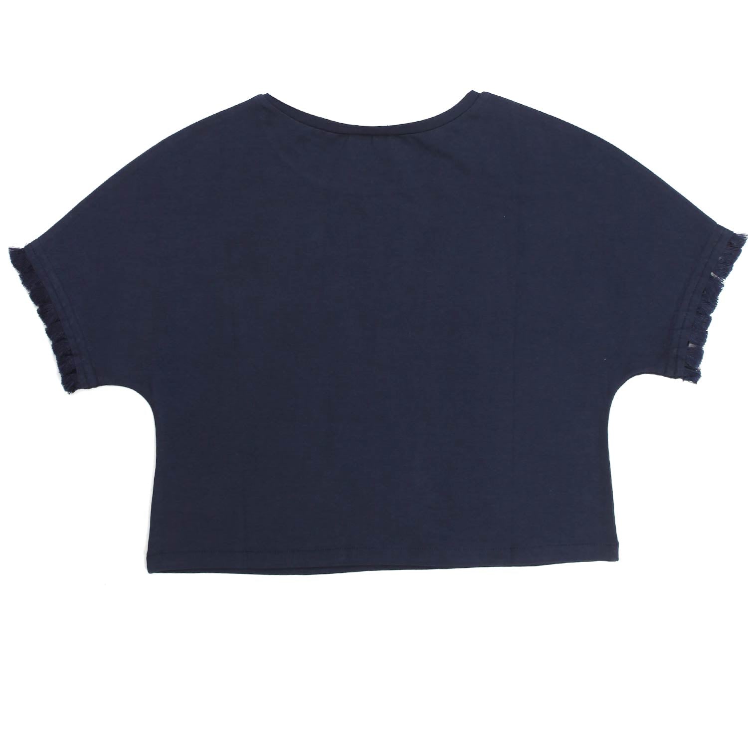 T-SHIRT CROPPED BLU BAMBINA TEEN - annameglio.com abbigliamento moda