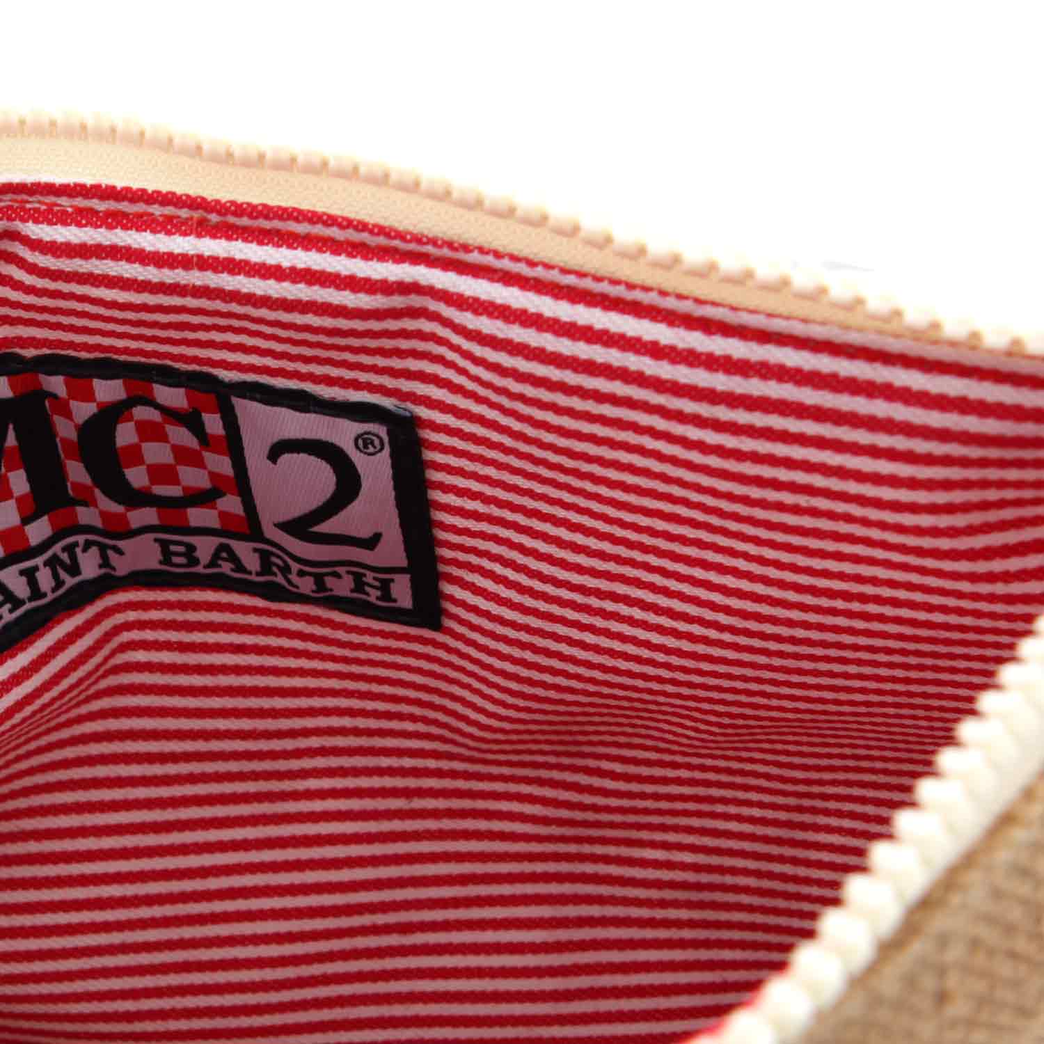 Pochette in juta logo rosa ricamato - annameglio.com abbigliamento moda