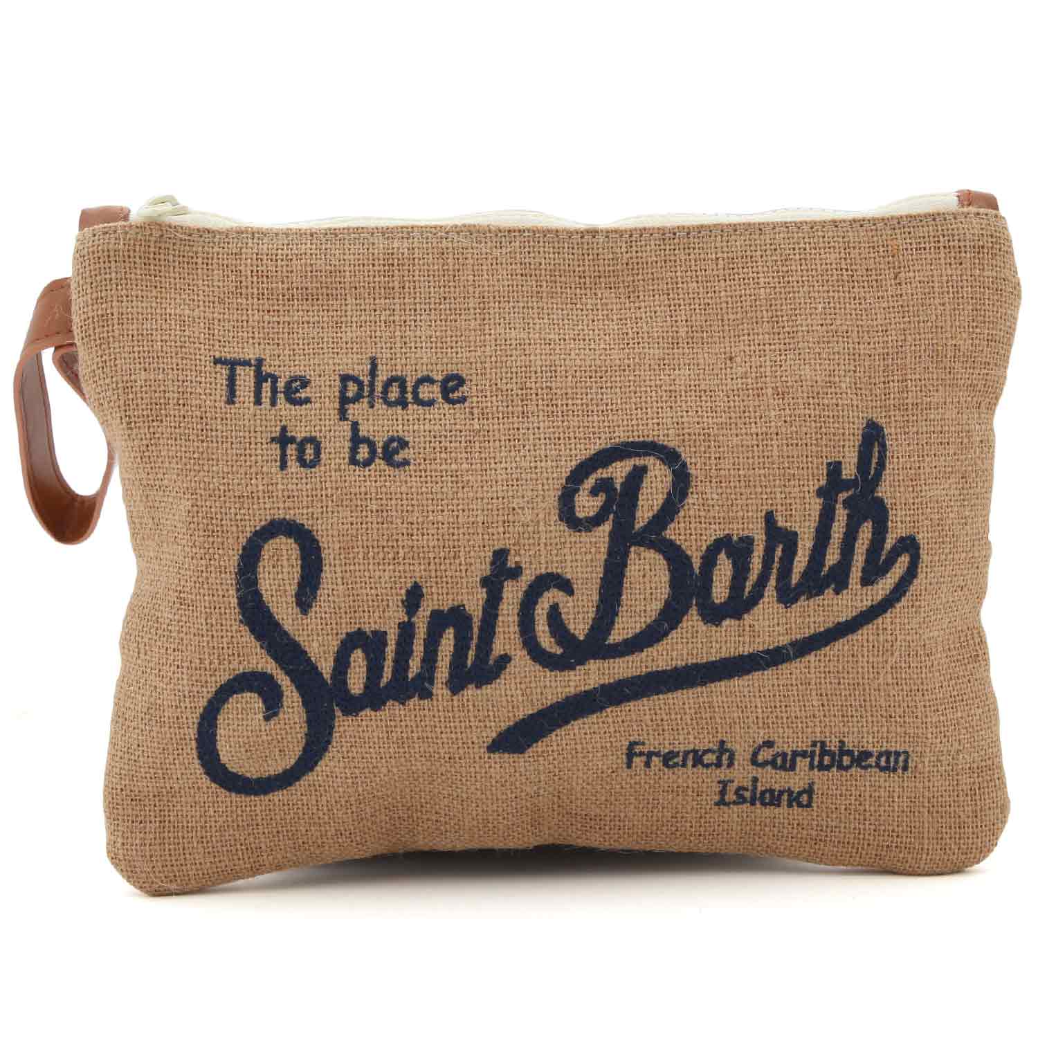 Pochette in juta logo ricamato - annameglio.com abbigliamento moda