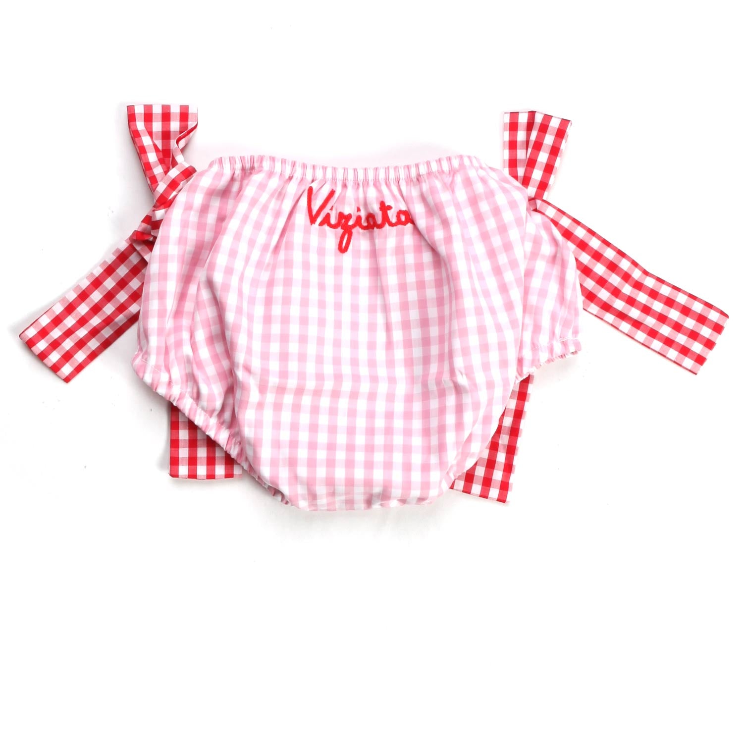 SLIP MARE ROSA A QUADRETTI NEONATA - annameglio.com abbigliamento moda