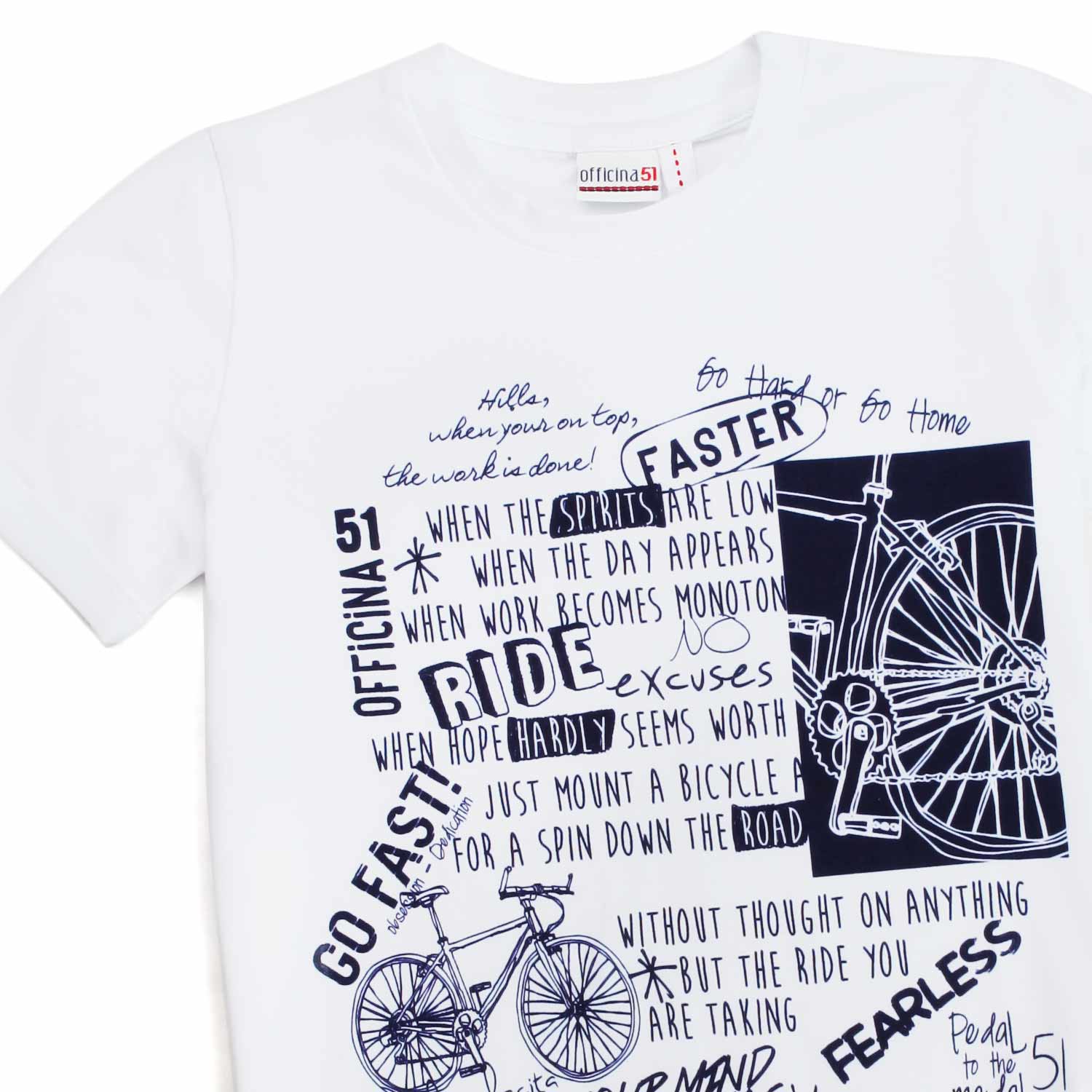 T-SHIRT BIANCA CON STAMPA BLU BAMBINA - annameglio.com abbigliamento moda