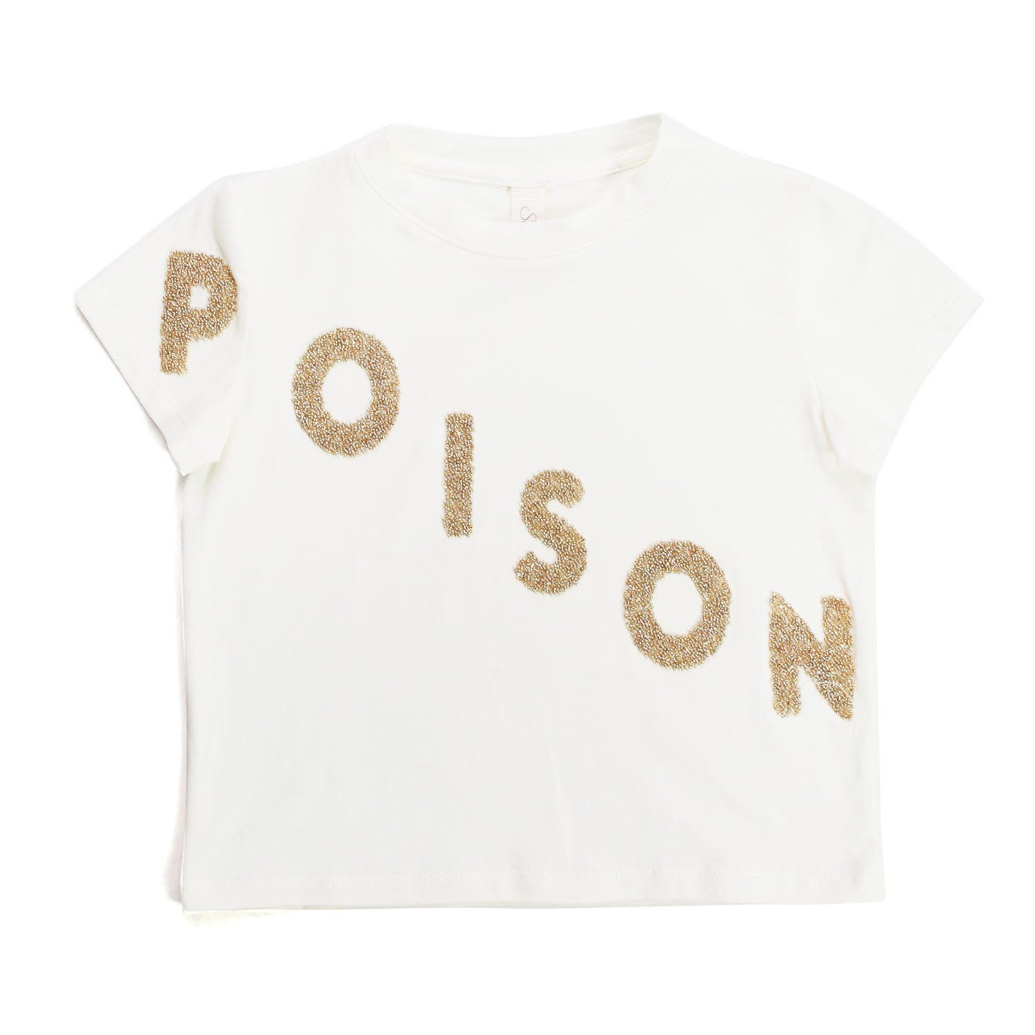 T-SHIRT CROPPED BIANCA E ORO BAMBINA E TEENAGER - annameglio.com abbigliamento moda