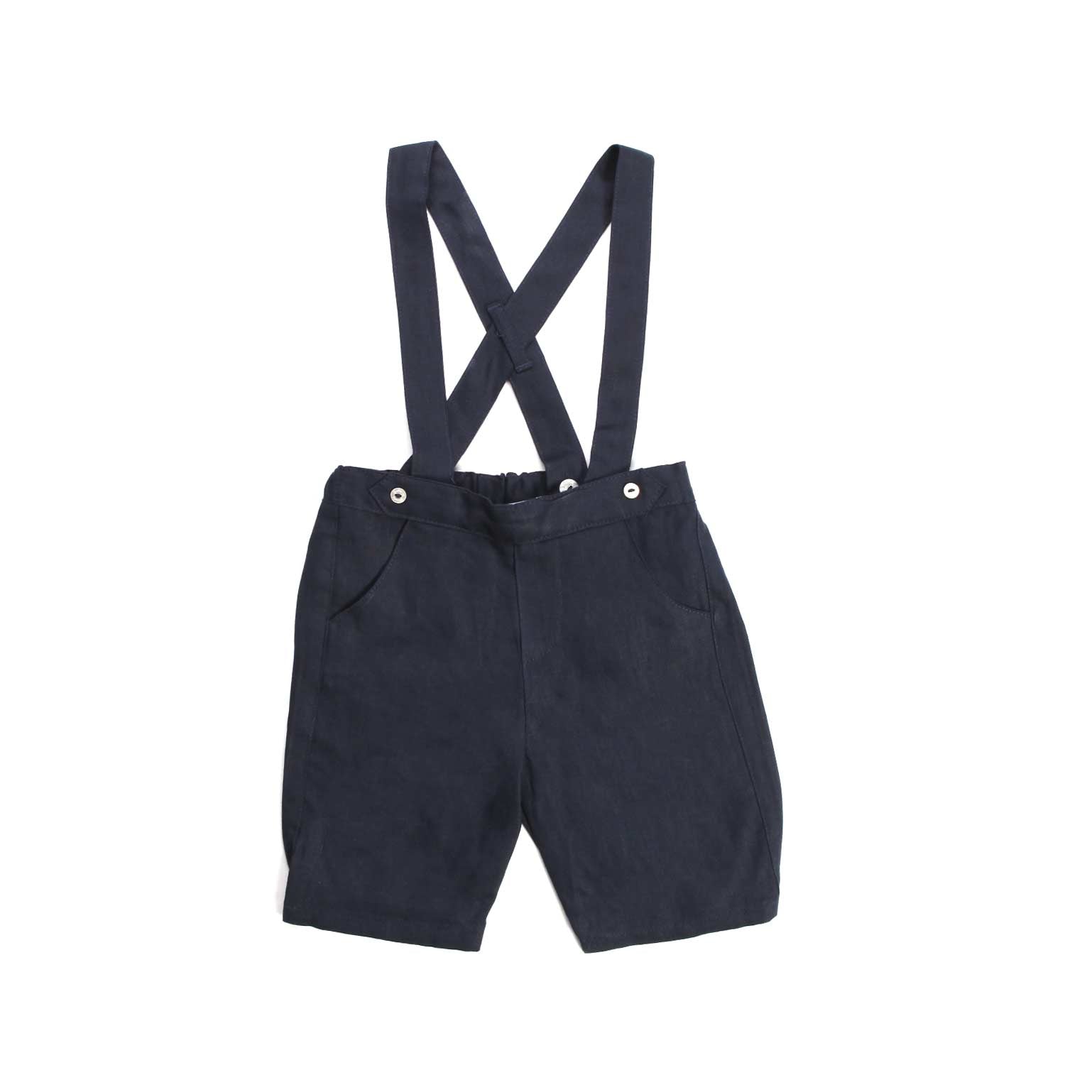 BERMUDA BLU CON BRETELLE BIMBO E NEONATO - annameglio.com abbigliamento moda