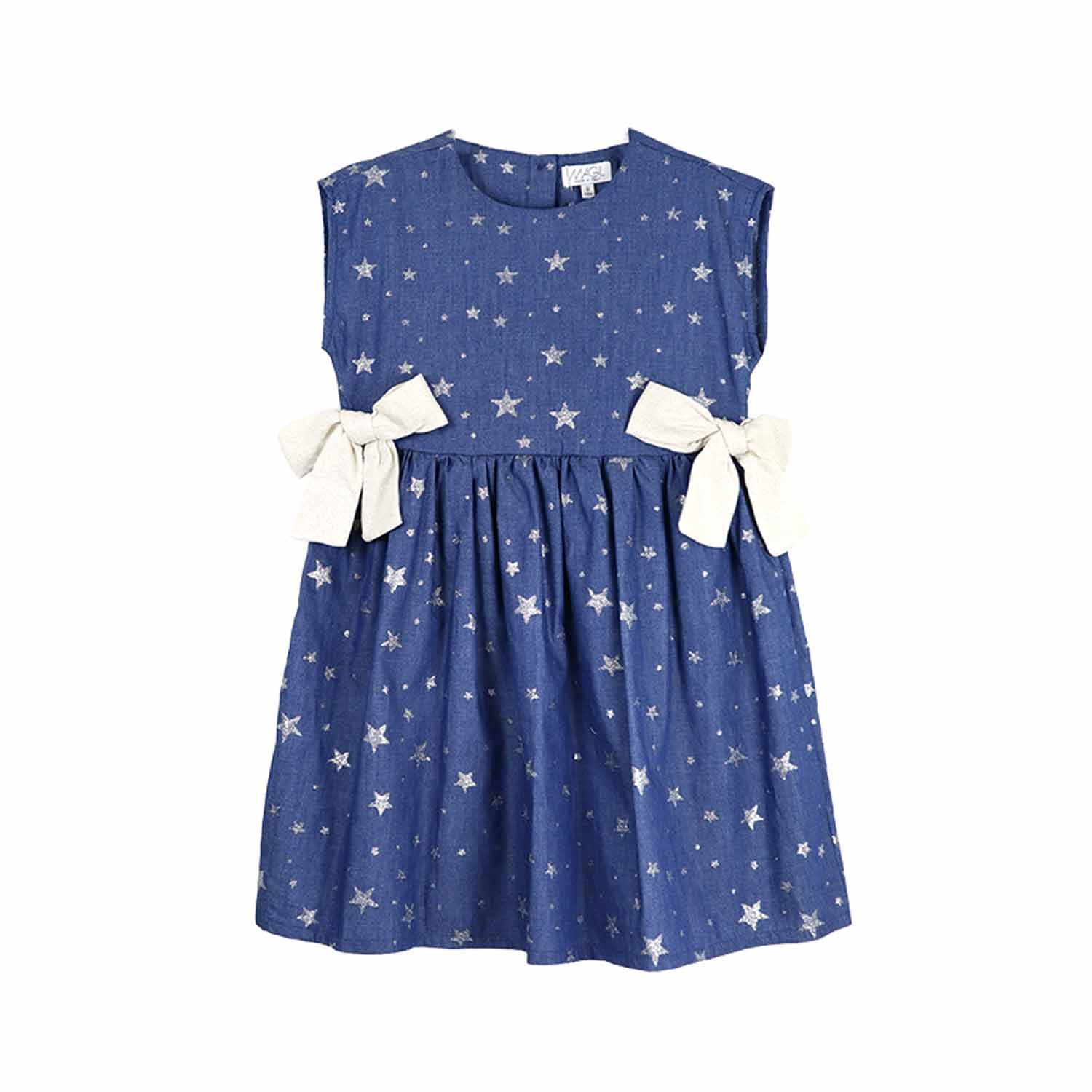 ABITO BLU CON STELLE ARGENTO BAMBINA - annameglio.com abbigliamento moda