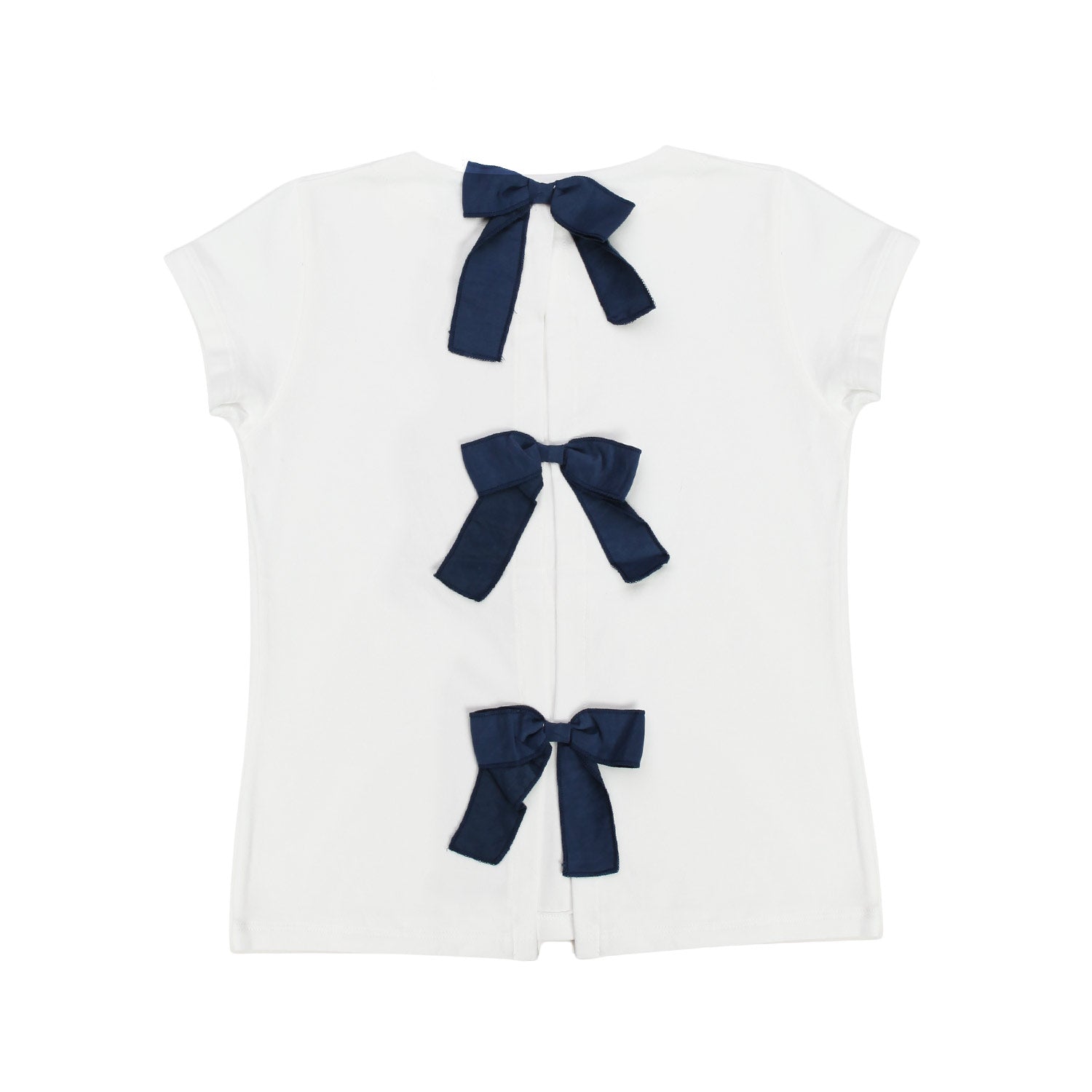 T-SHIRT BIANCA CON FIOCCHI BLU BAMBINA E TEENAGER - annameglio.com abbigliamento moda