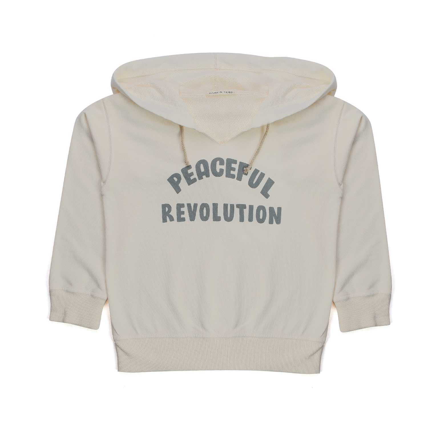 Felpa Panna Unisex Stampa Peaceful Rev - annameglio.com abbigliamento moda