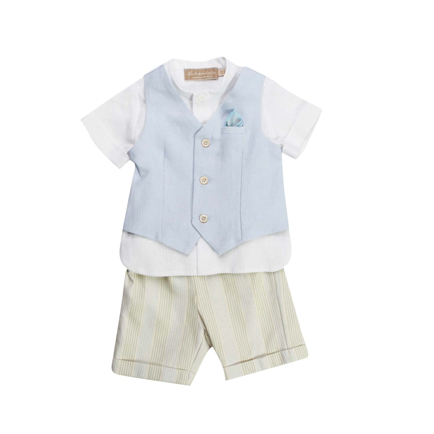 COMPLETINO NEONATO BIANCO CELESTE E BEIGE - annameglio.com abbigliamento moda