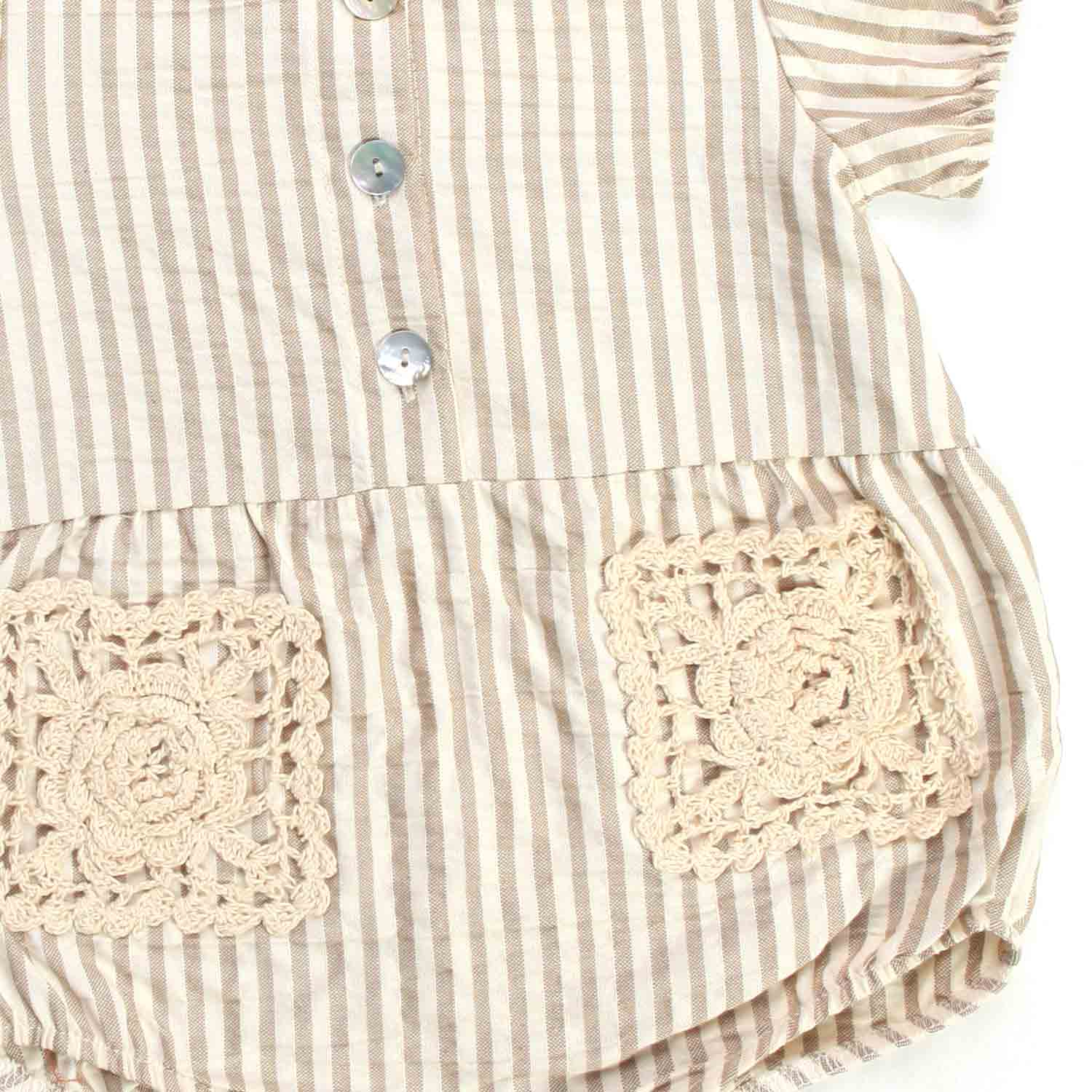 PAGLIACCETTO BIANCO E BEIGE A RIGHE NEONATA - annameglio.com abbigliamento moda