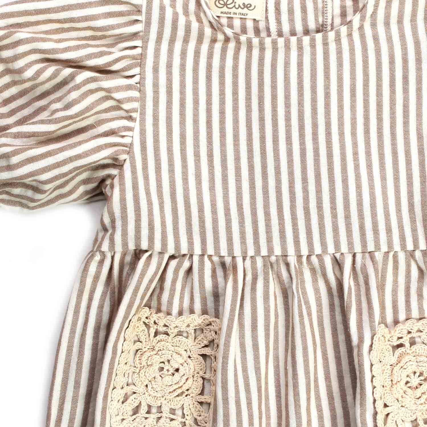 ABITO BIANCO E BEIGE A RIGHE BAMBINA - annameglio.com abbigliamento moda
