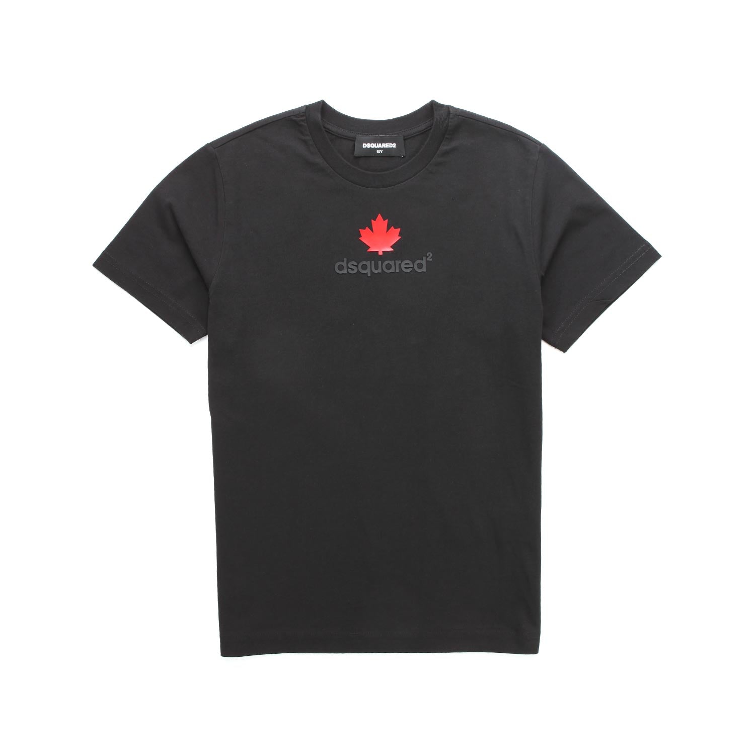 T-SHIRT NERA CON FOGLIA ROSSA BAMBINO E TEENAGER - annameglio.com abbigliamento moda