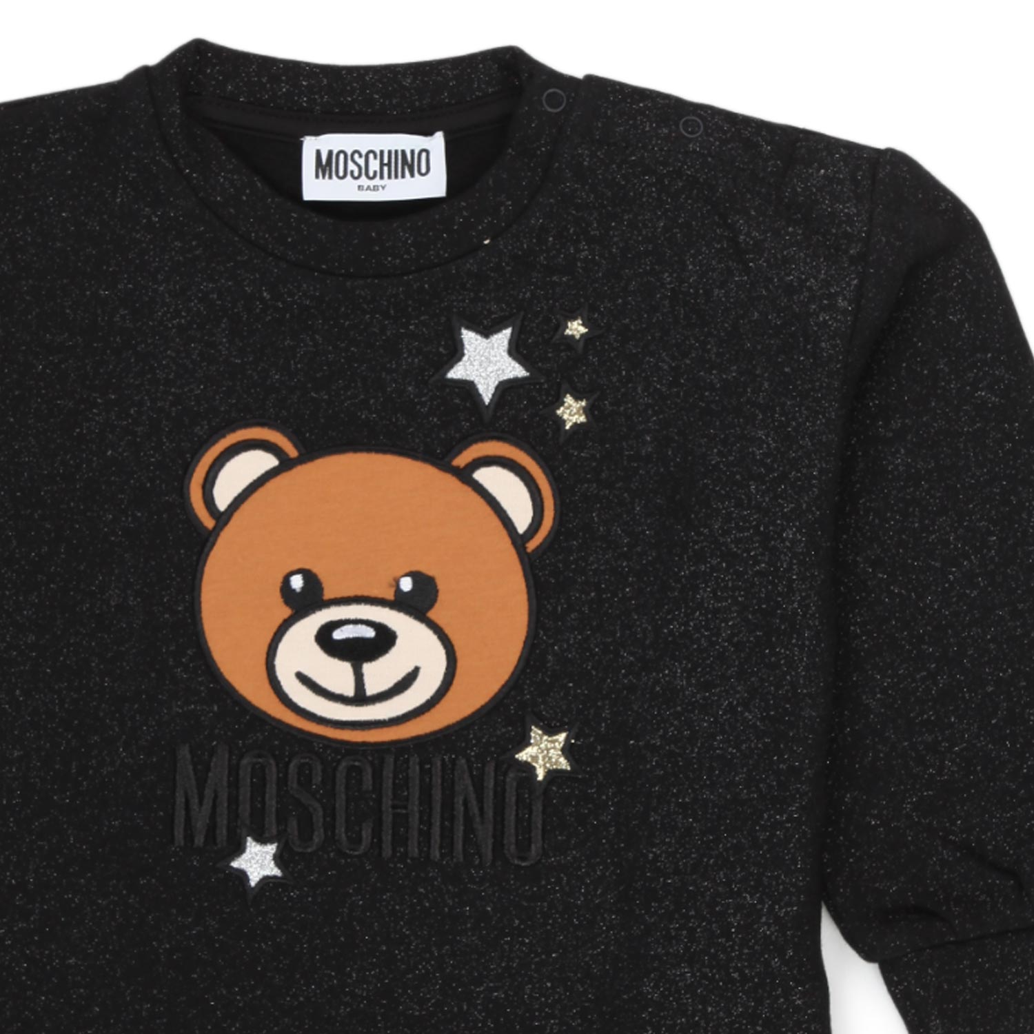 FELPA TEDDY BEAR NERA E GLITTER BIMBA - annameglio.com abbigliamento moda