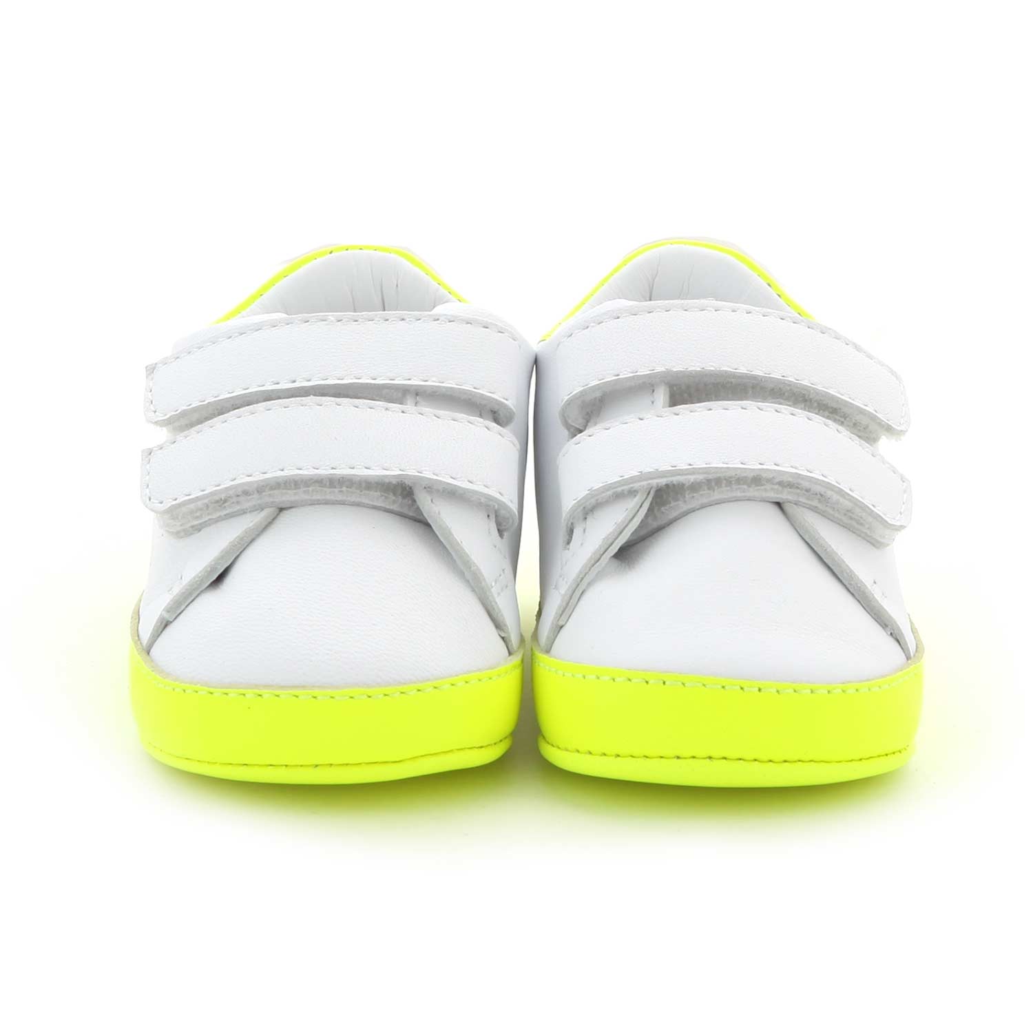 SCARPINA SNEAKER BIANCA E GIALLO FLUO NEONATA - annameglio.com abbigliamento moda