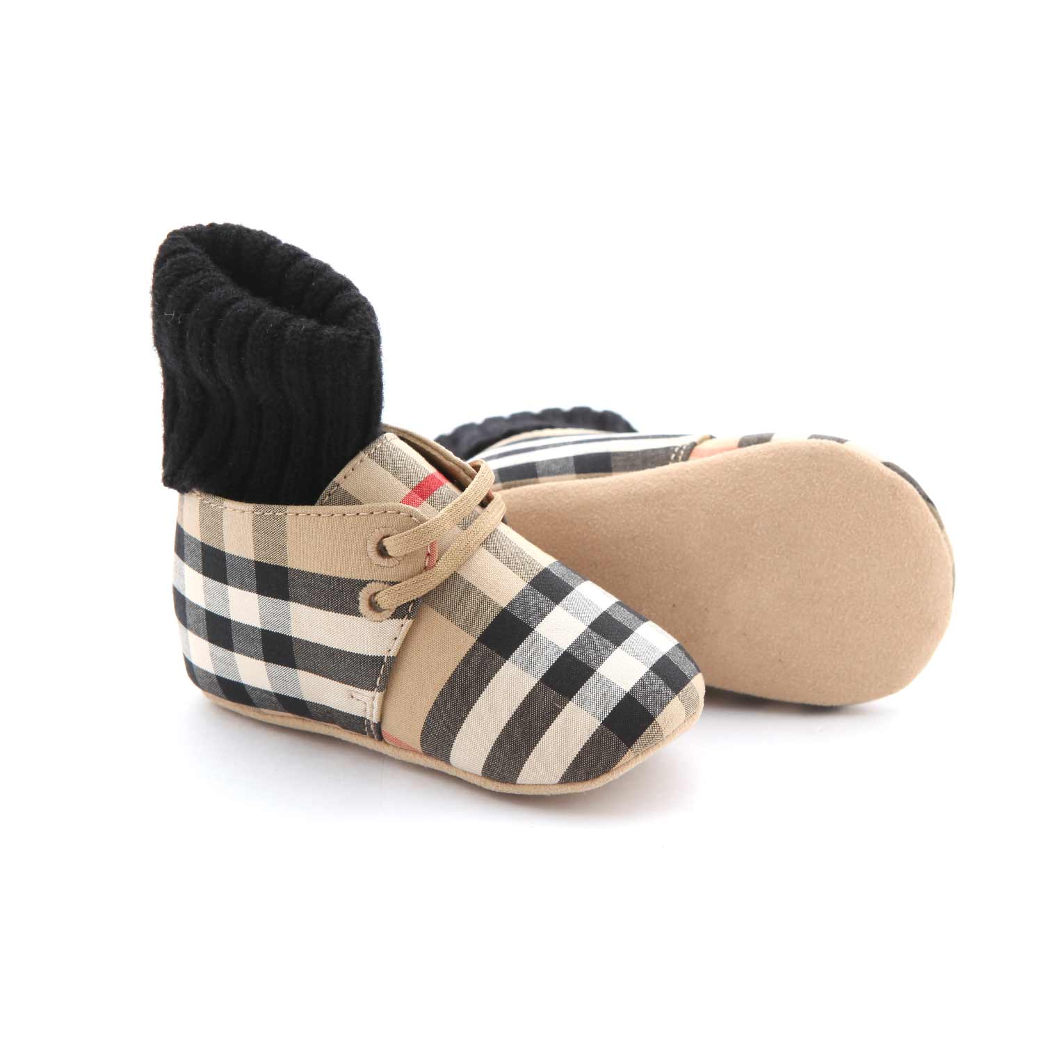 SCARPINA IN COTONE VINTAGE CHECK NEONATO - annameglio.com abbigliamento moda