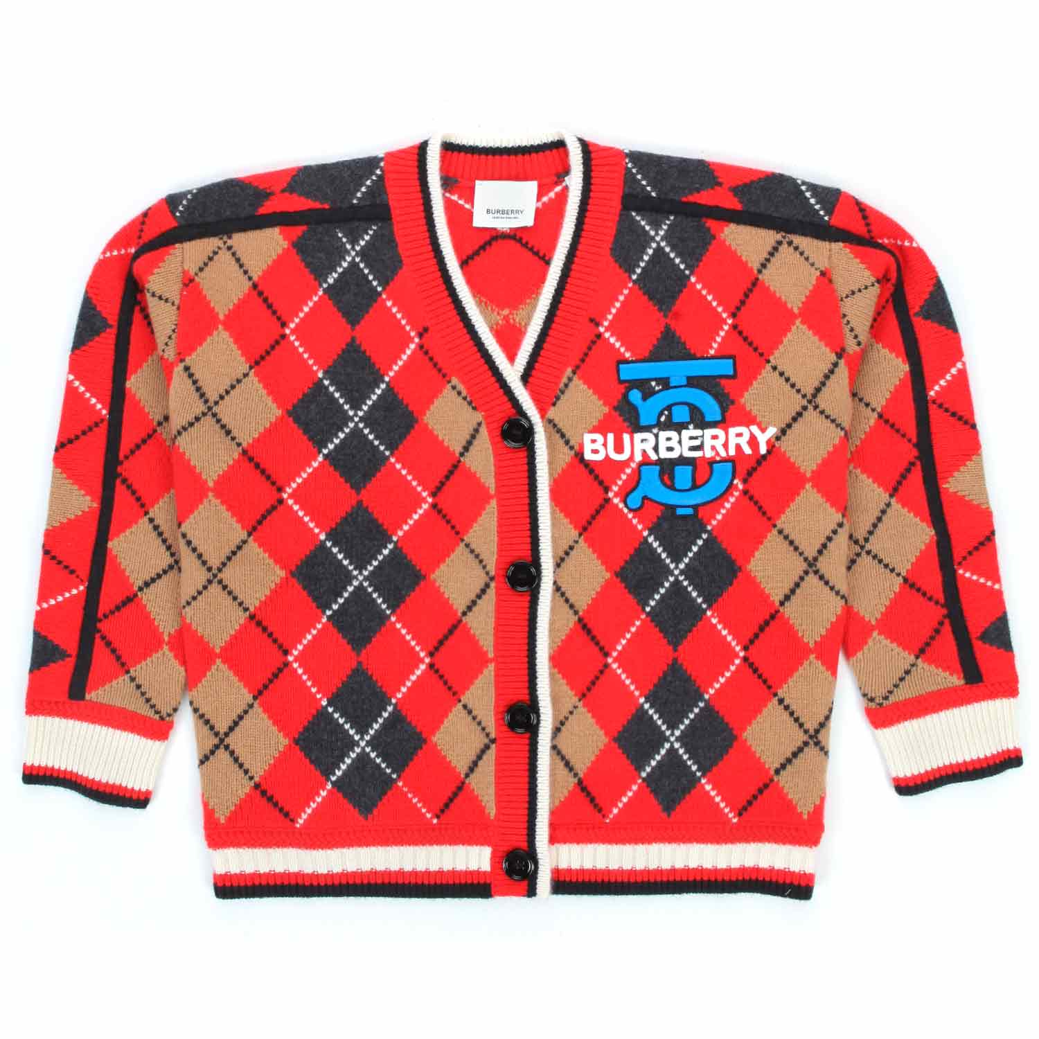 CARDIGAN UNISEX ROSSO ARGYLE BAMBINO E TEENAGER - annameglio.com abbigliamento moda