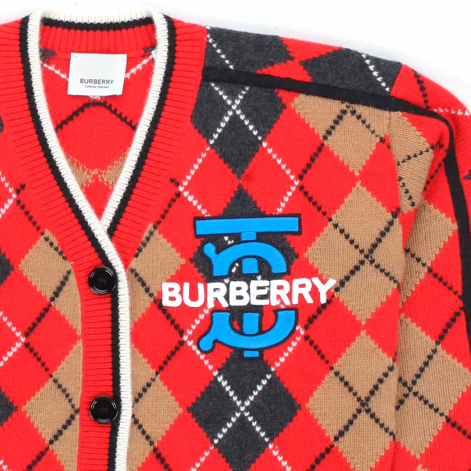 CARDIGAN UNISEX ROSSO ARGYLE BAMBINO E TEENAGER - annameglio.com abbigliamento moda