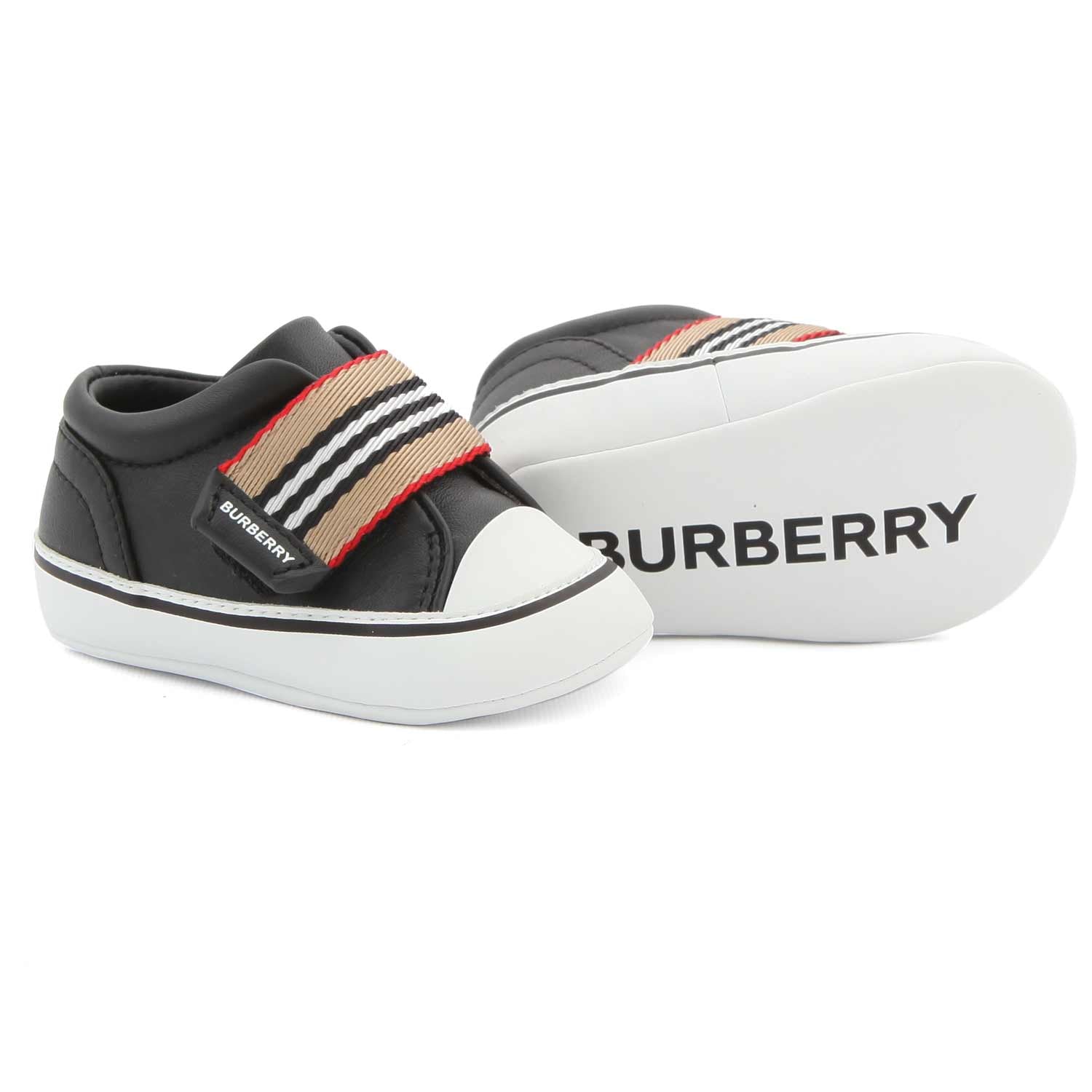 SCARPINA IN PELLE NERA E BIANCA NEONATO - annameglio.com abbigliamento moda