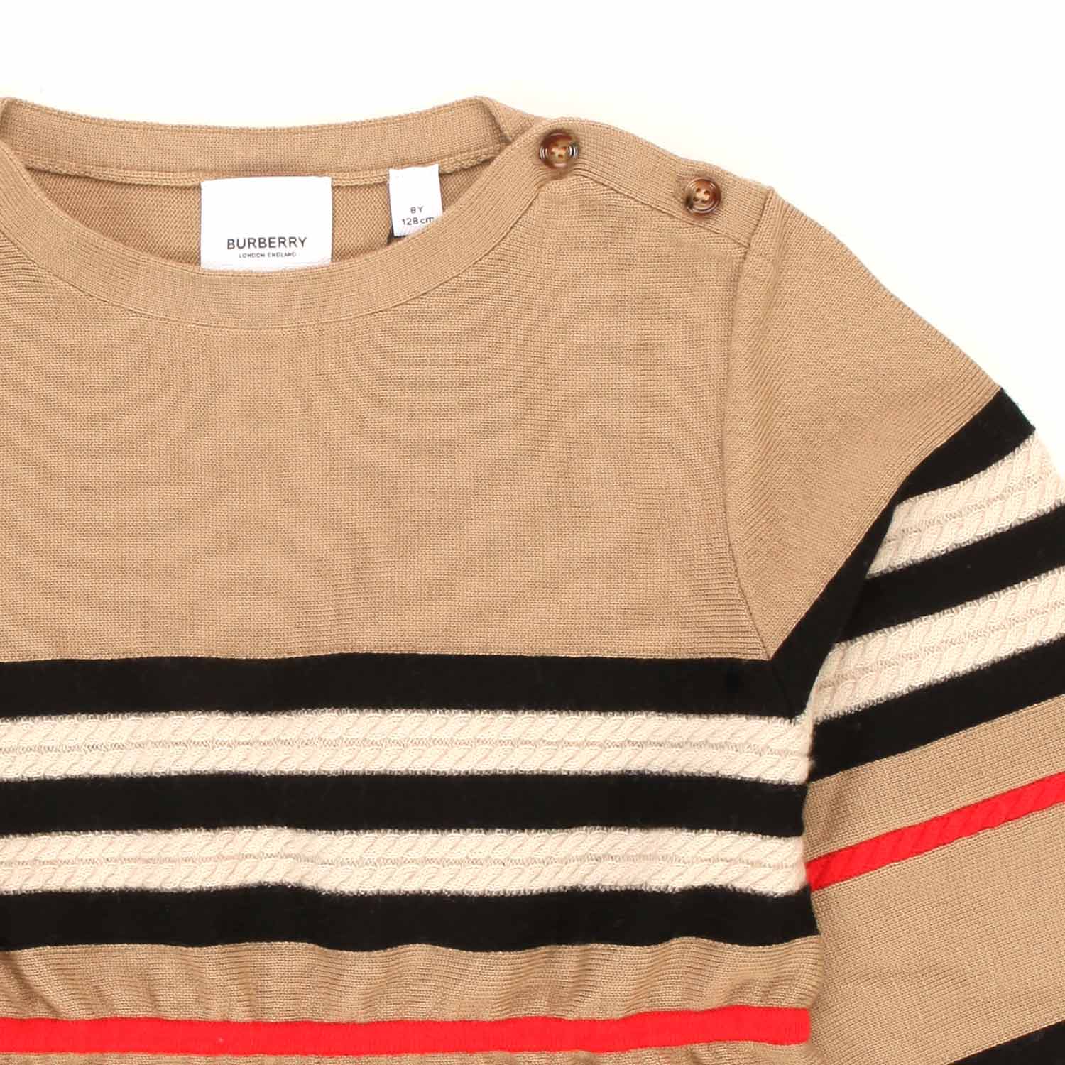 ABITO BEIGE A RIGHE BAMBINA E TEENAGER - annameglio.com abbigliamento moda