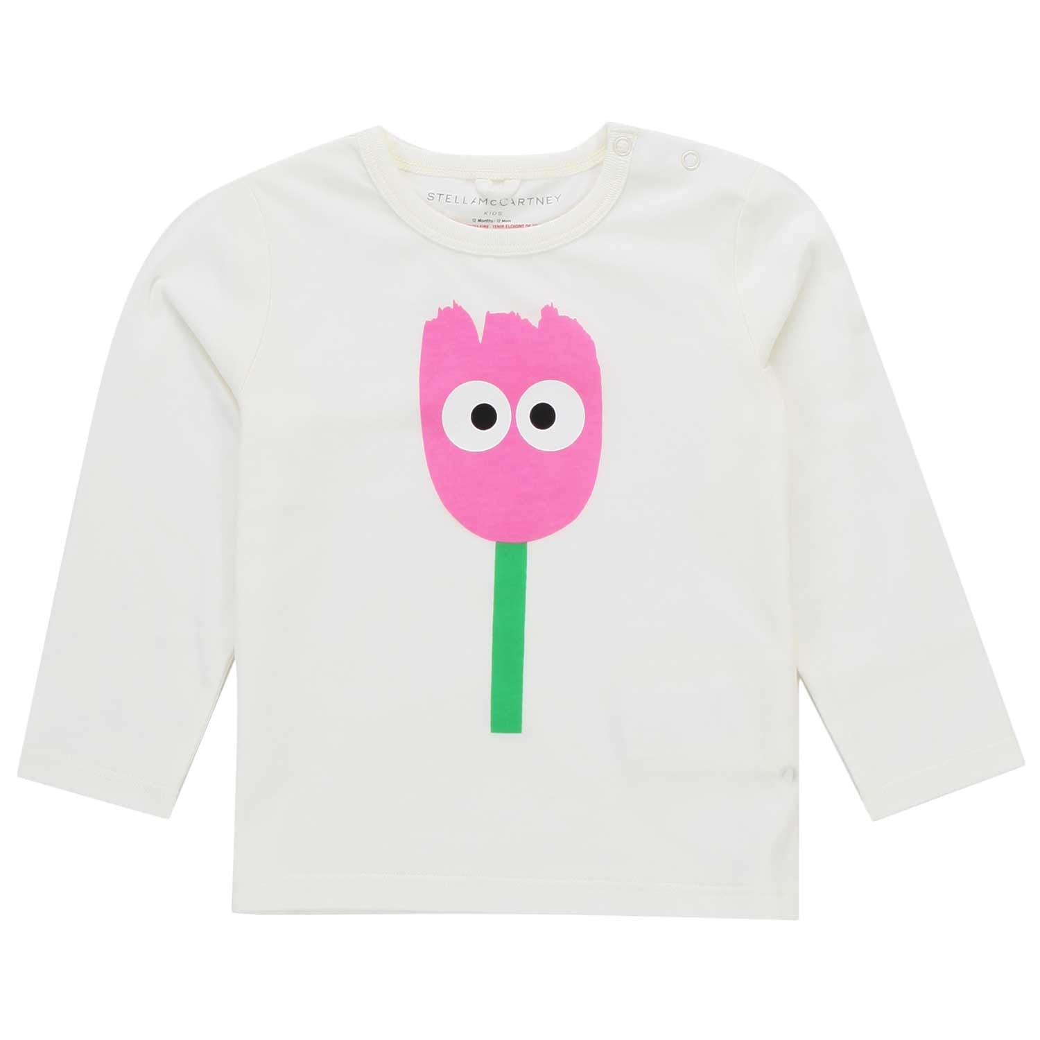 T-SHIRT LUNGA BIANCA CON TULIPANO ROSA BABY - annameglio.com abbigliamento moda