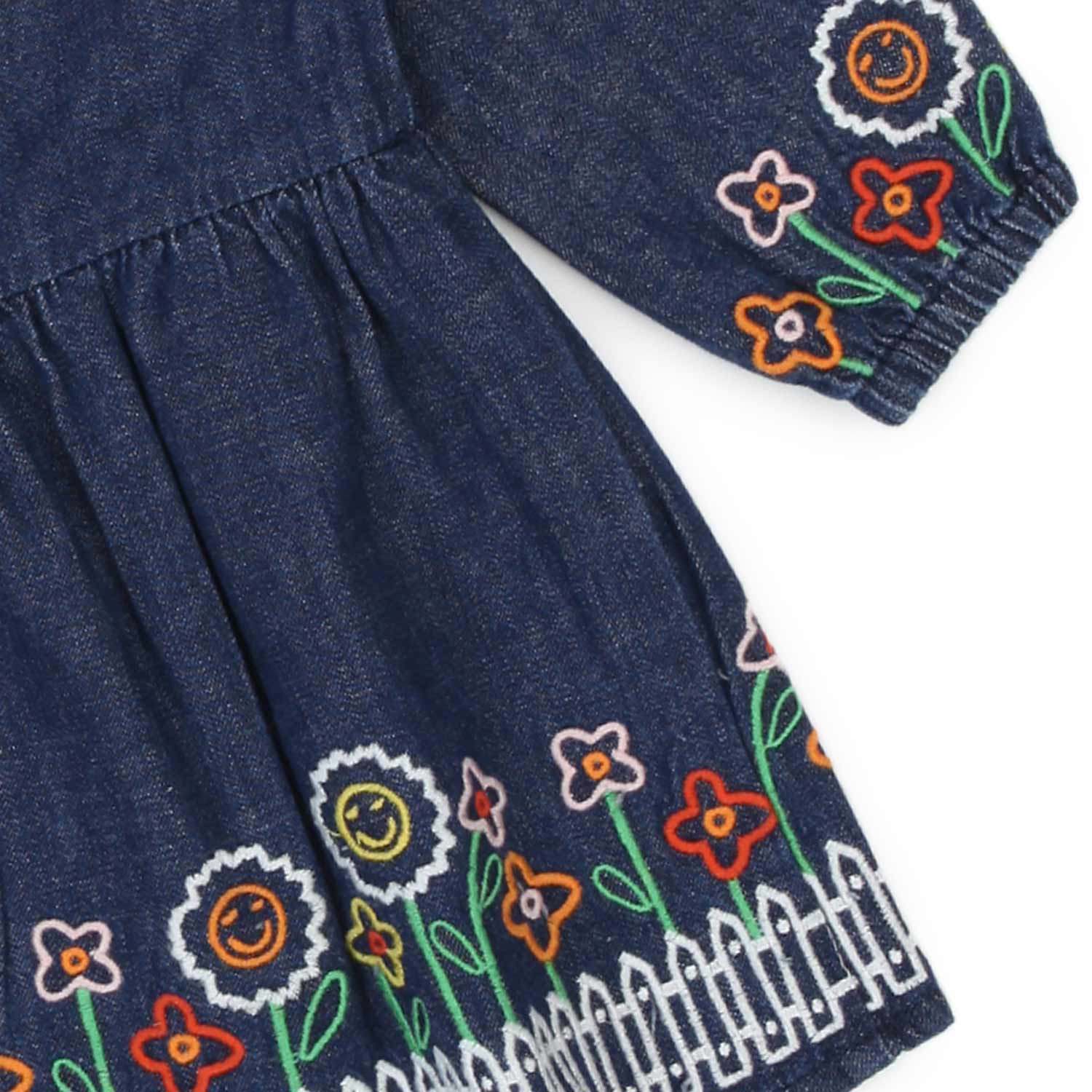 MINI ABITO IN DENIM RICAMATO BIMBA - annameglio.com abbigliamento moda