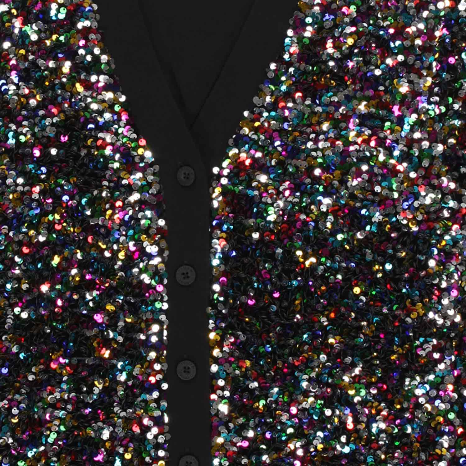 CARDIGAN NERO IN FELPA CON PAILLETTES BAMBINA E TE - annameglio.com abbigliamento moda