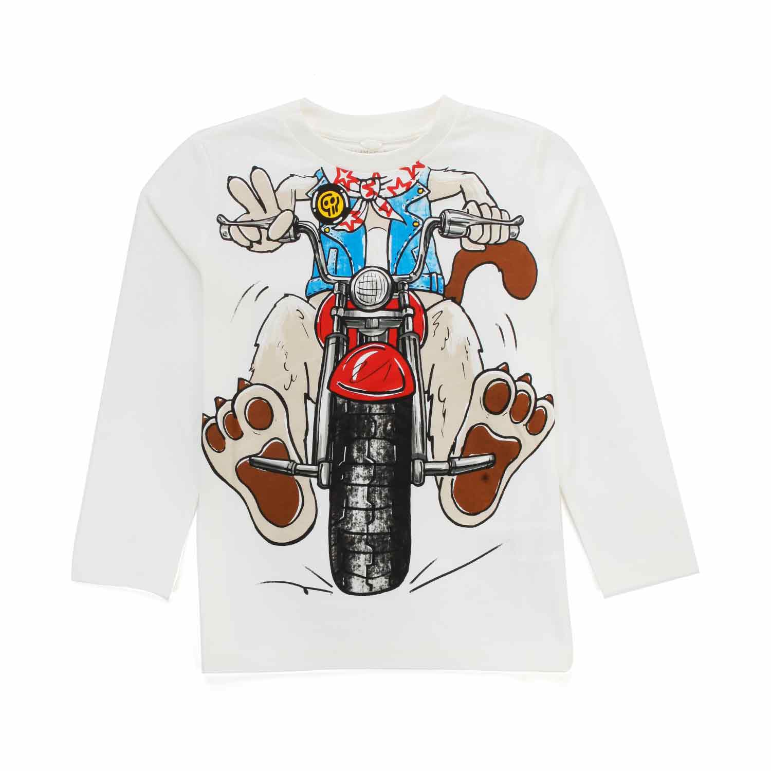 T-SHIRT LUNGA DOGGIE RIDER BIANCA BAMBINO - annameglio.com abbigliamento moda