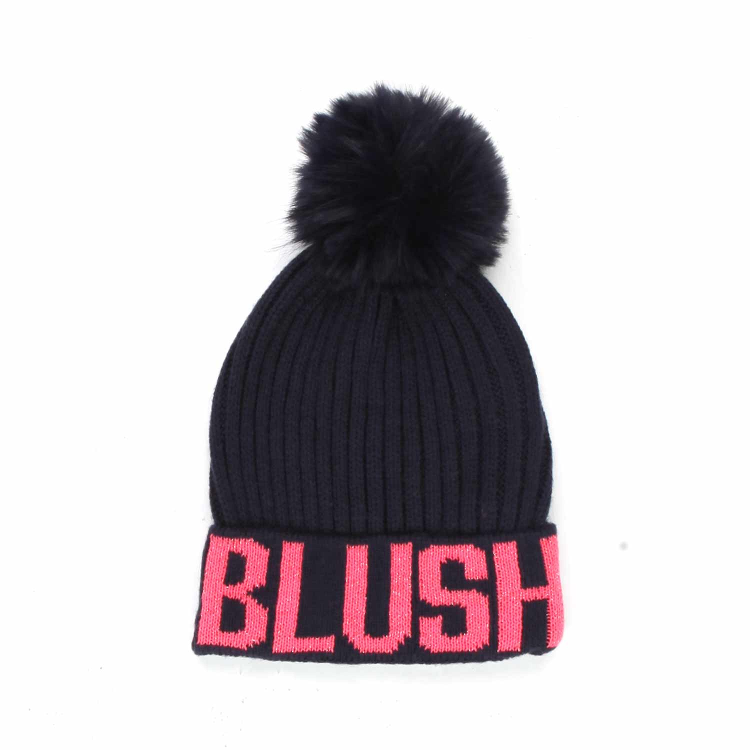 CAPPELLO BLU E ROSA CON PON-PON BAMBINA - annameglio.com abbigliamento moda