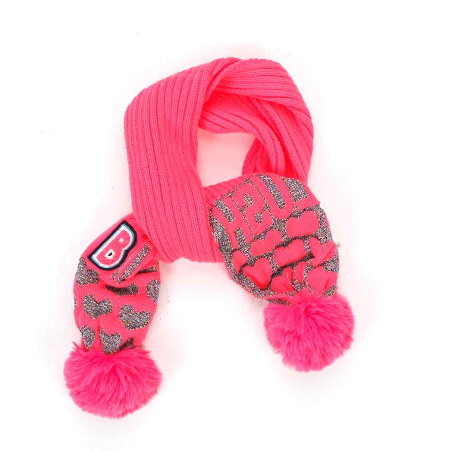 SCIARPA ROSA FLUO CON PON-PON BAMBINA - annameglio.com abbigliamento moda