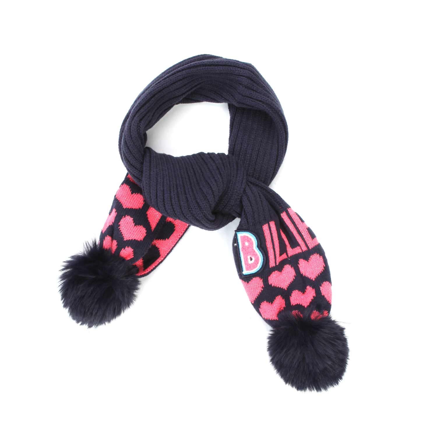 SCIARPA BLU E ROSA FLUO CON PON-PON BAMBINA - annameglio.com abbigliamento moda