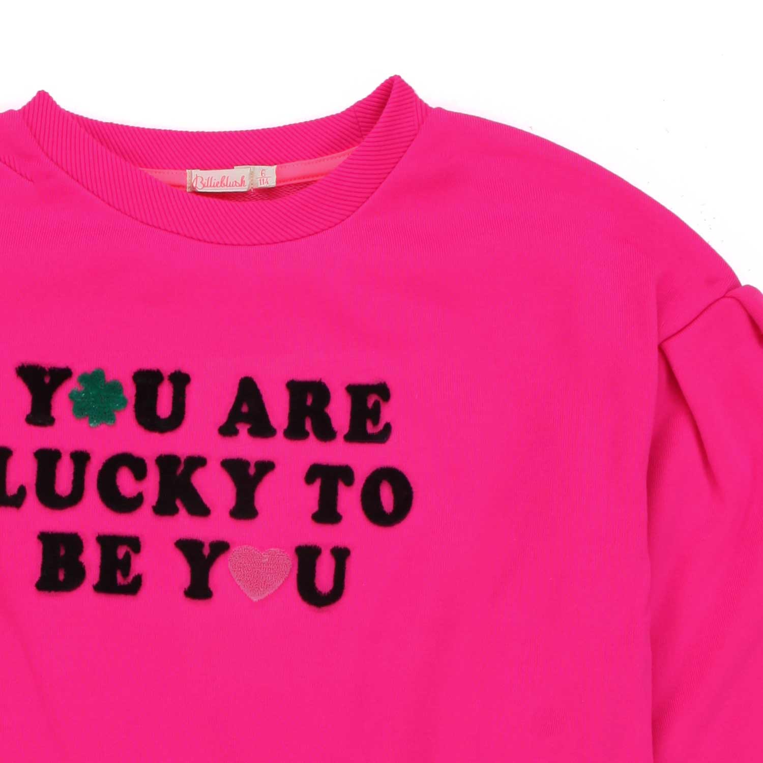 FELPA ROSA FLUO CON PATCH NERE BAMBINA - annameglio.com abbigliamento moda