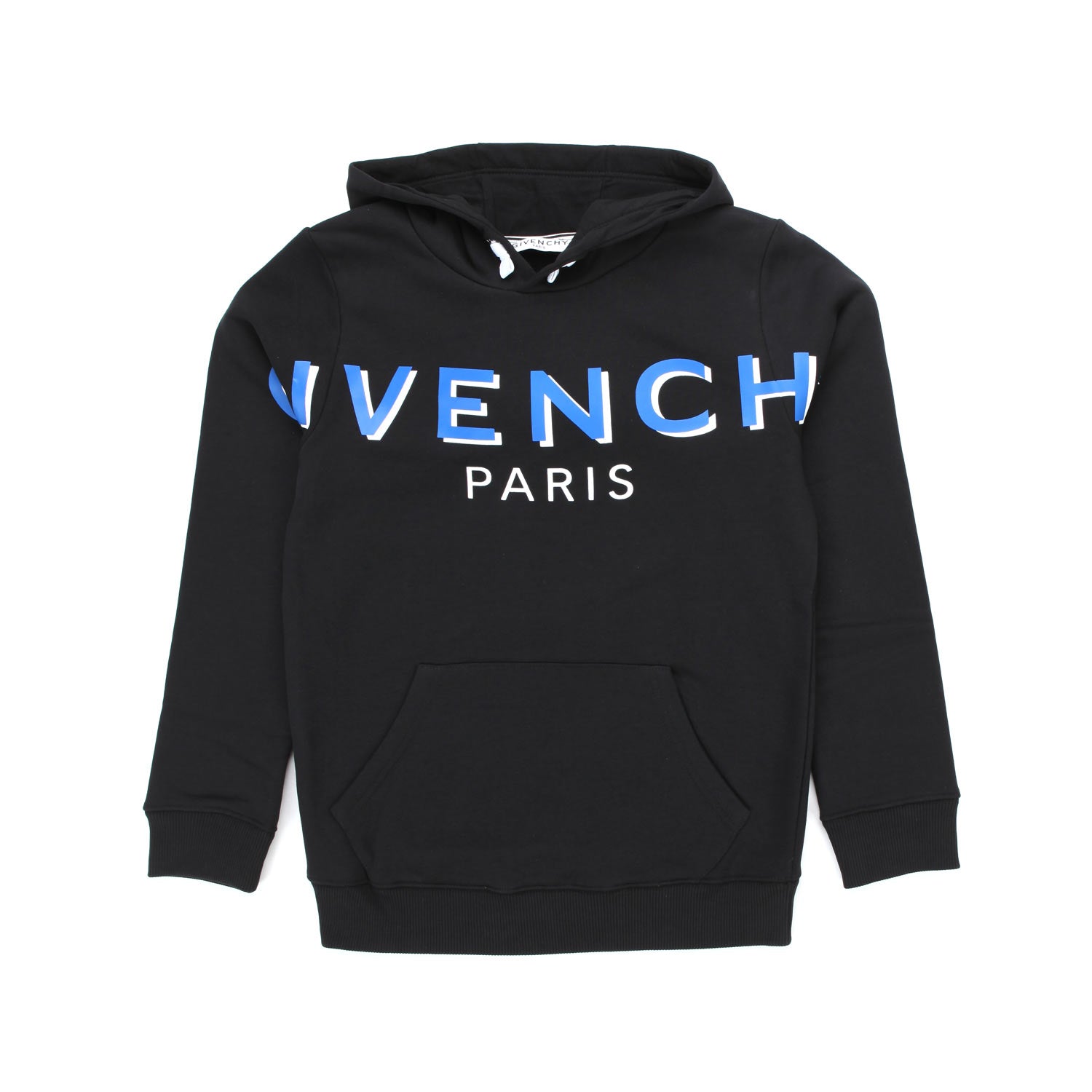 FELPA UNISEX NERA CON CAPPUCCIO E LOGO BLU - annameglio.com abbigliamento moda