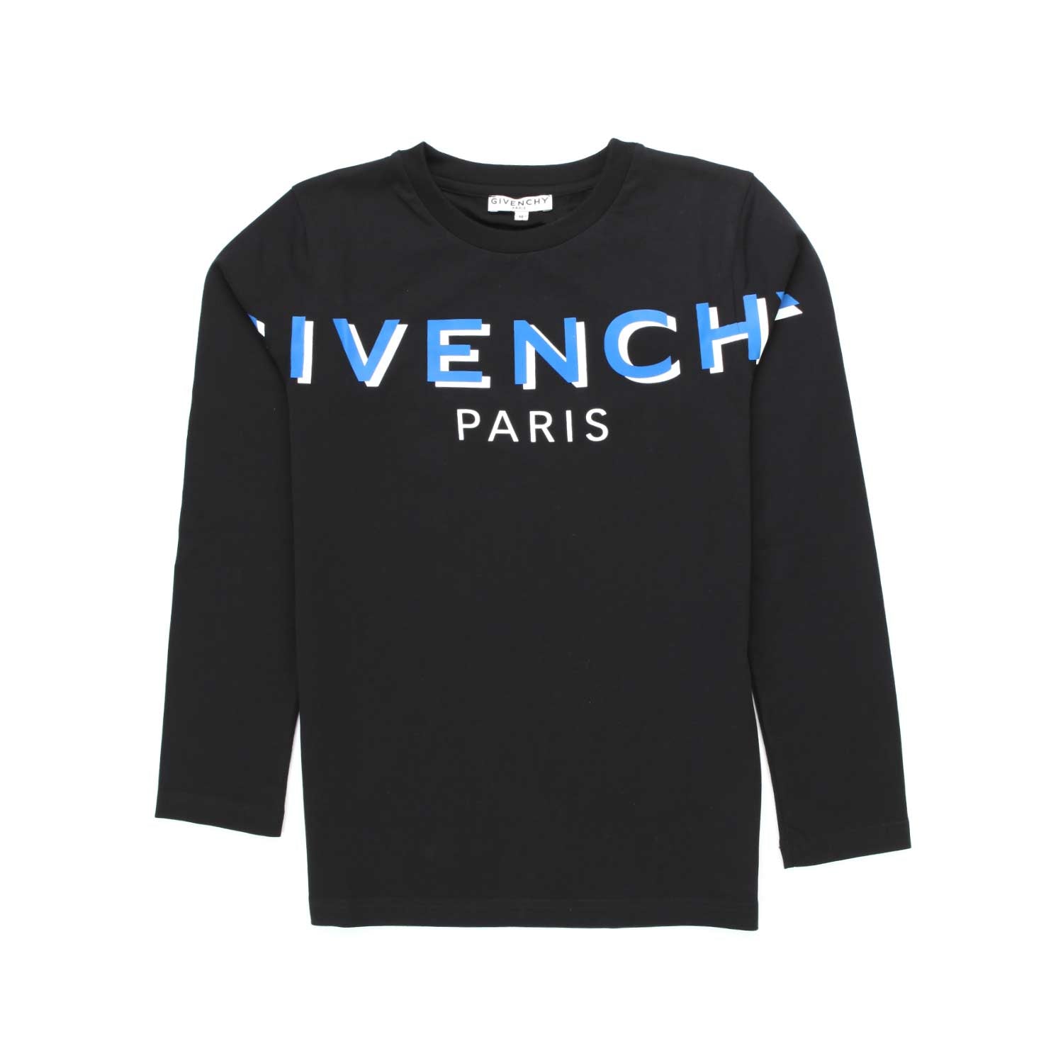 T-SHIRT LUNGA NERA CON LOGO BLU BAMBINO E TEEN - annameglio.com abbigliamento moda