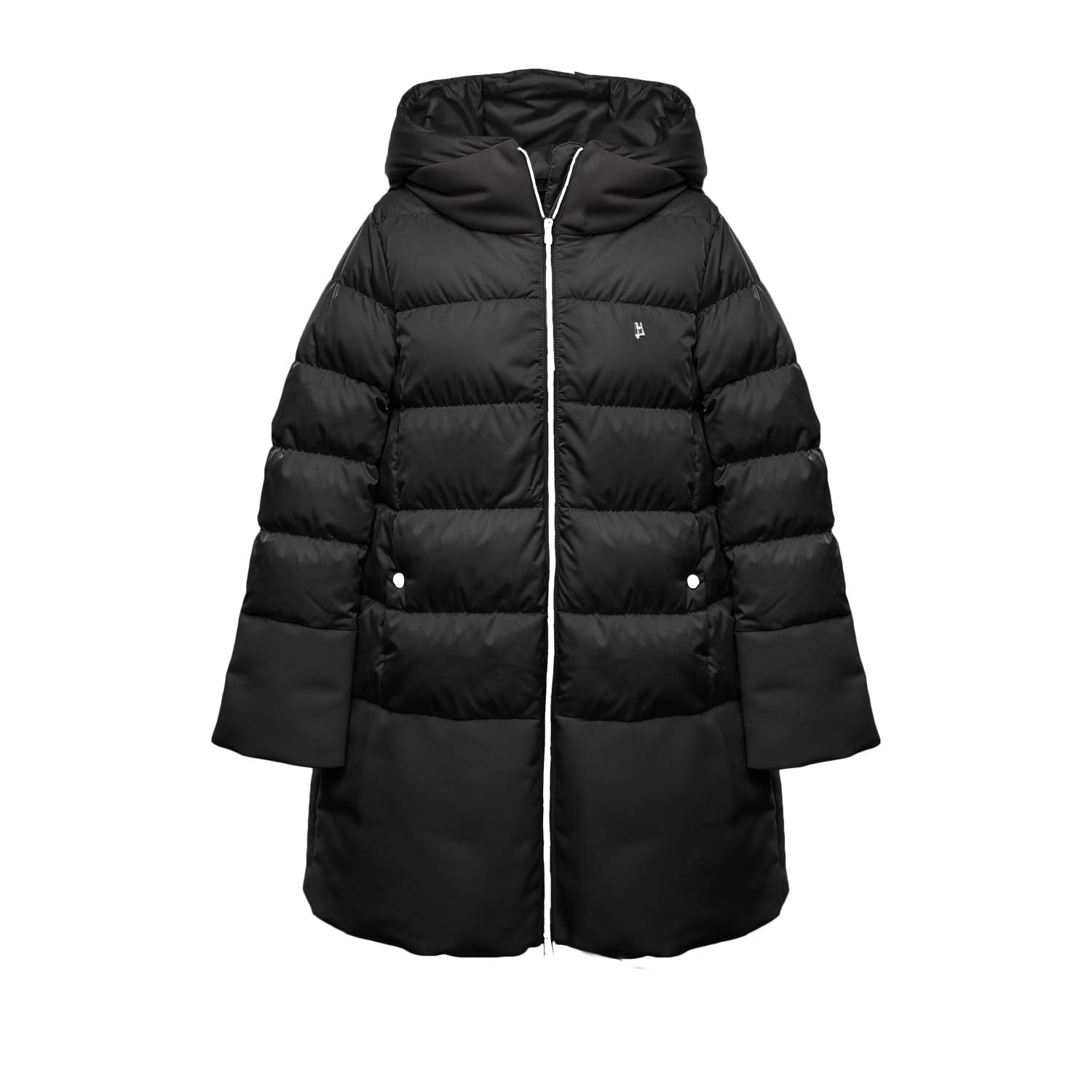 PIUMINO A-SHAPE IN RASO NERO BAMBINA E TEEN - annameglio.com abbigliamento moda