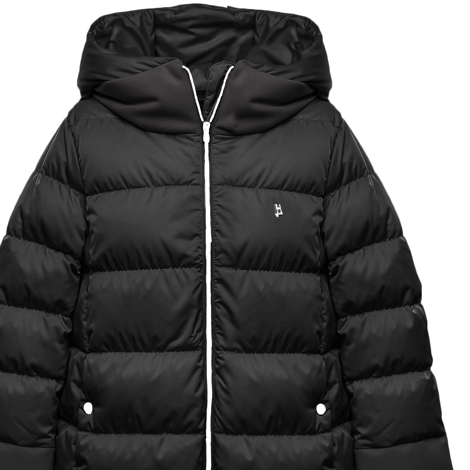 PIUMINO A-SHAPE IN RASO NERO BAMBINA E TEEN - annameglio.com abbigliamento moda