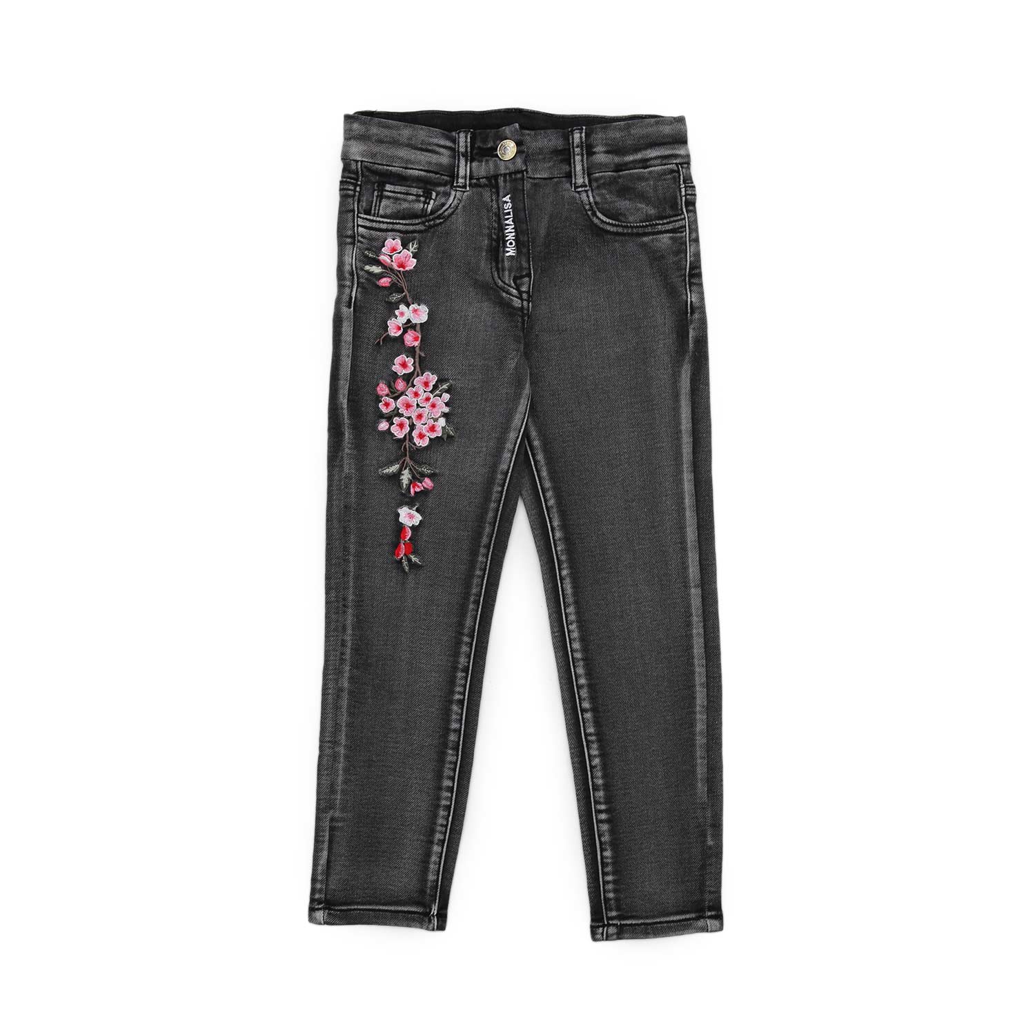 JEANS NERI CON RICAMO BAMBINA - annameglio.com abbigliamento moda
