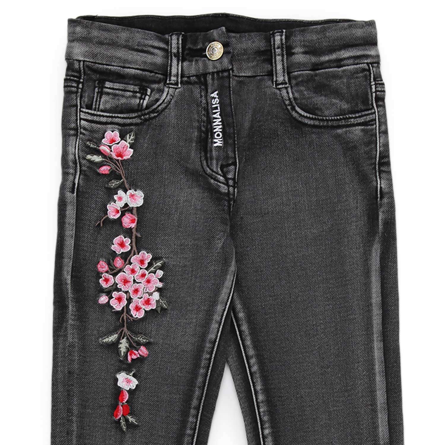 JEANS NERI CON RICAMO BAMBINA - annameglio.com abbigliamento moda