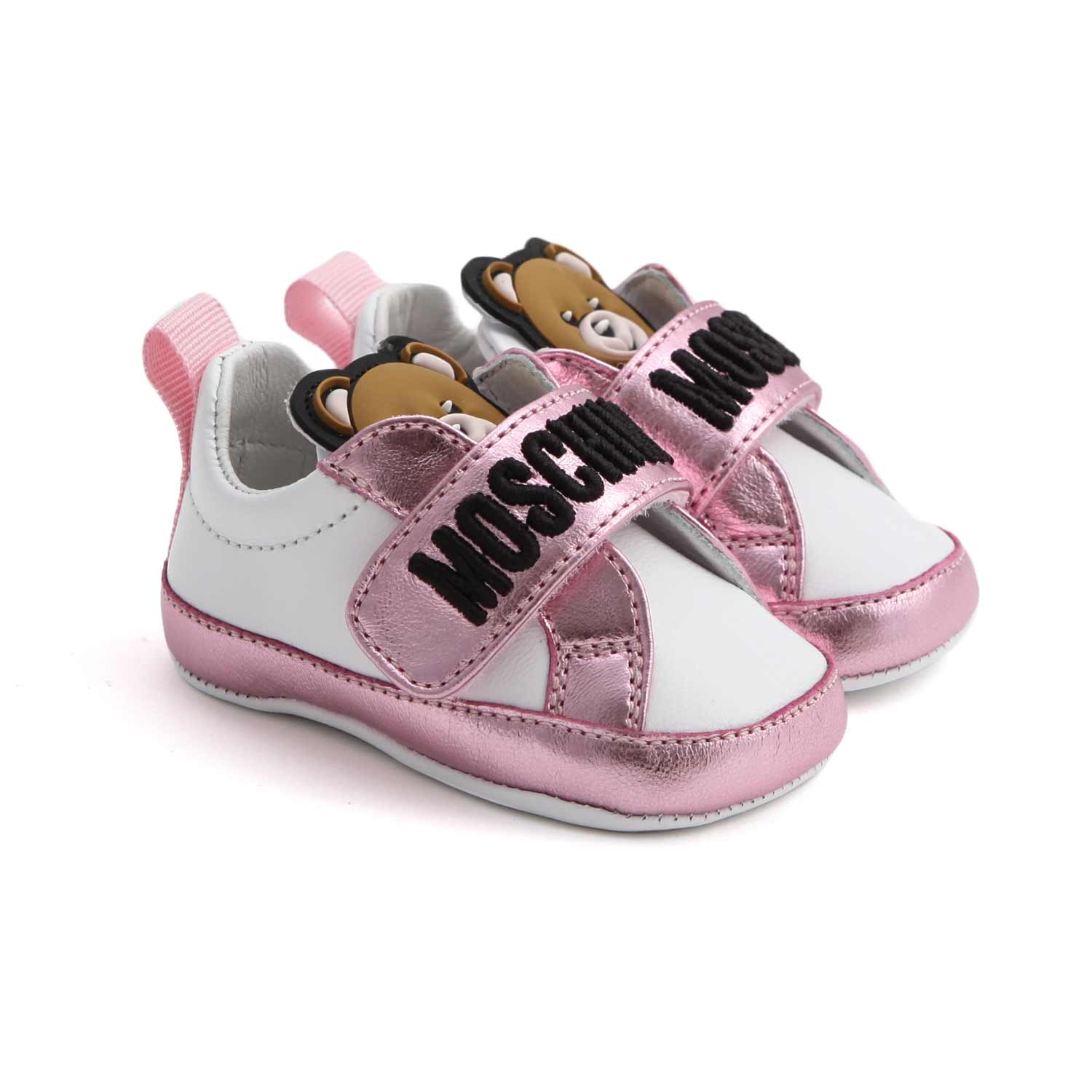SCARPINA SNEAKER BIANCA E ROSA NEONATA - annameglio.com abbigliamento moda